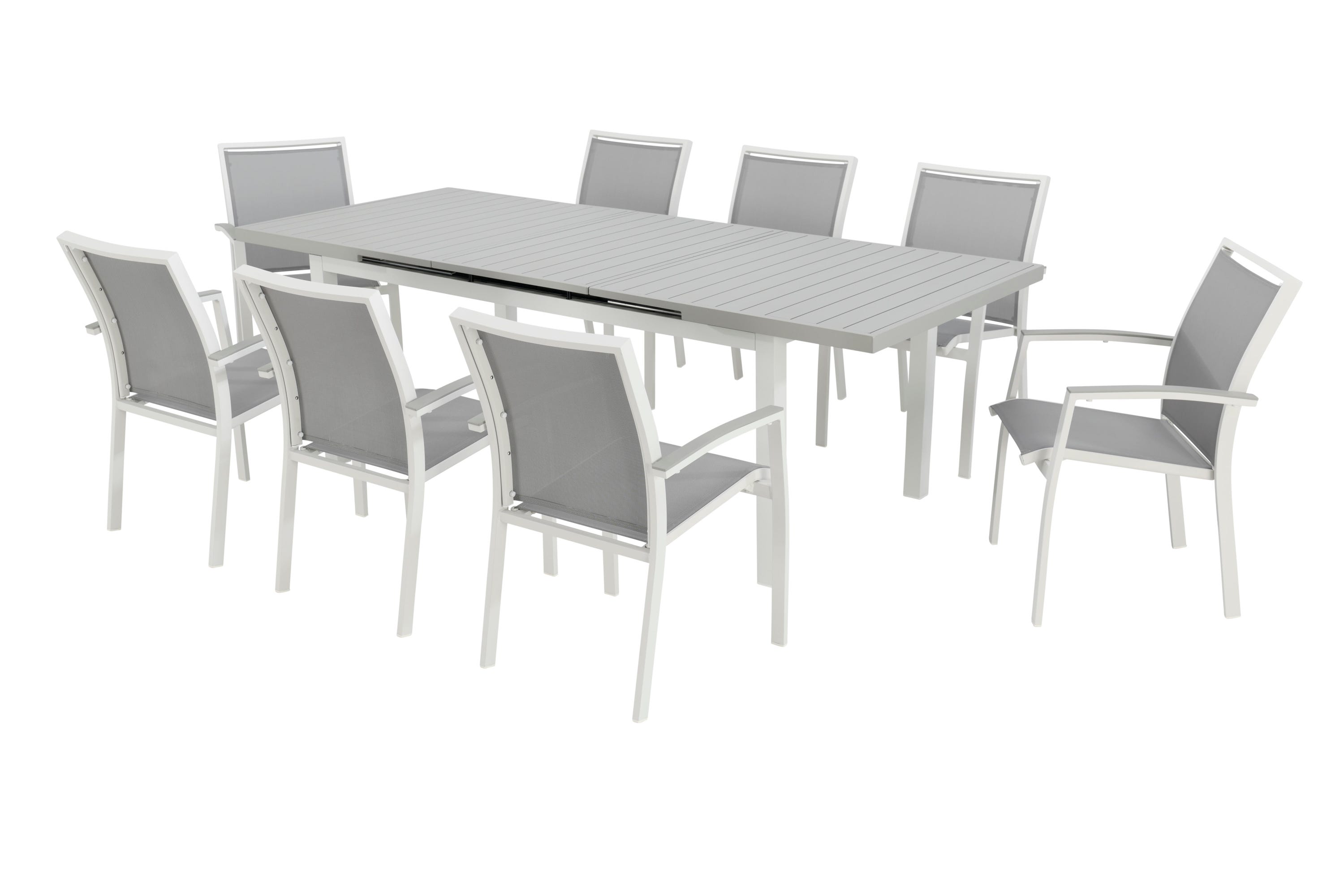 Set tavolo e sedie Las Vegas NATERIAL in alluminio bianco per