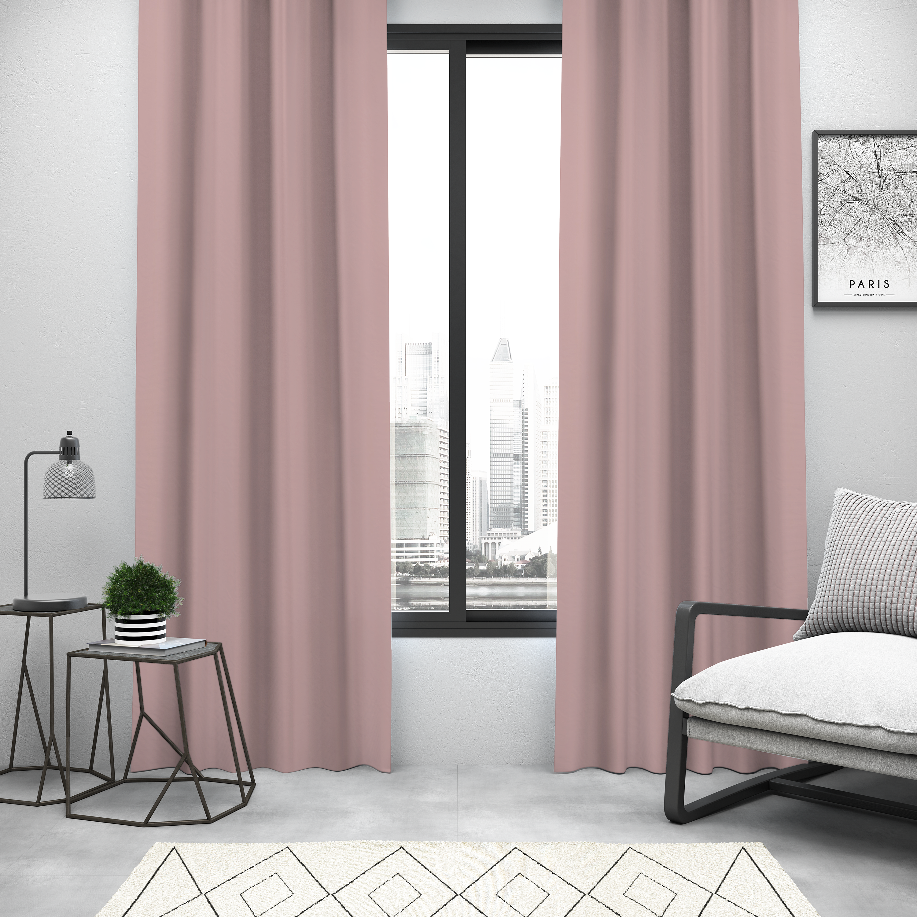 Zasłona Pharell różowa 140 x 280 cm na przelotkach Inspire - 8