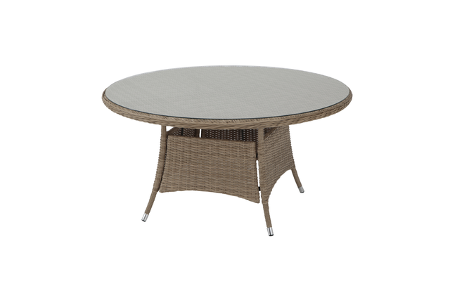 Tavolo da pranzo per giardino Costa Rica NATERIAL in alluminio con piano in vetro traslucido per 6 persone 140x140cm