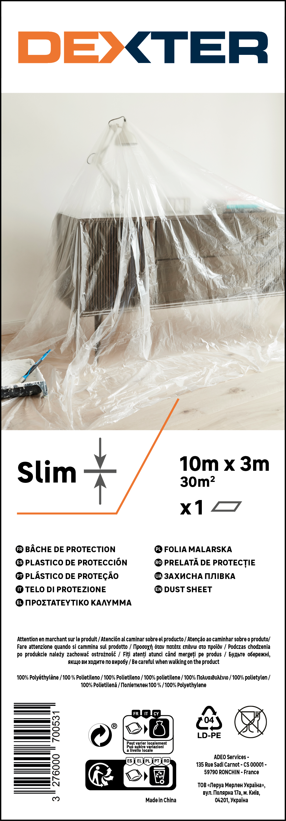 Folia malarska SLIM 10 x 3 m rolka DEXTER - 4