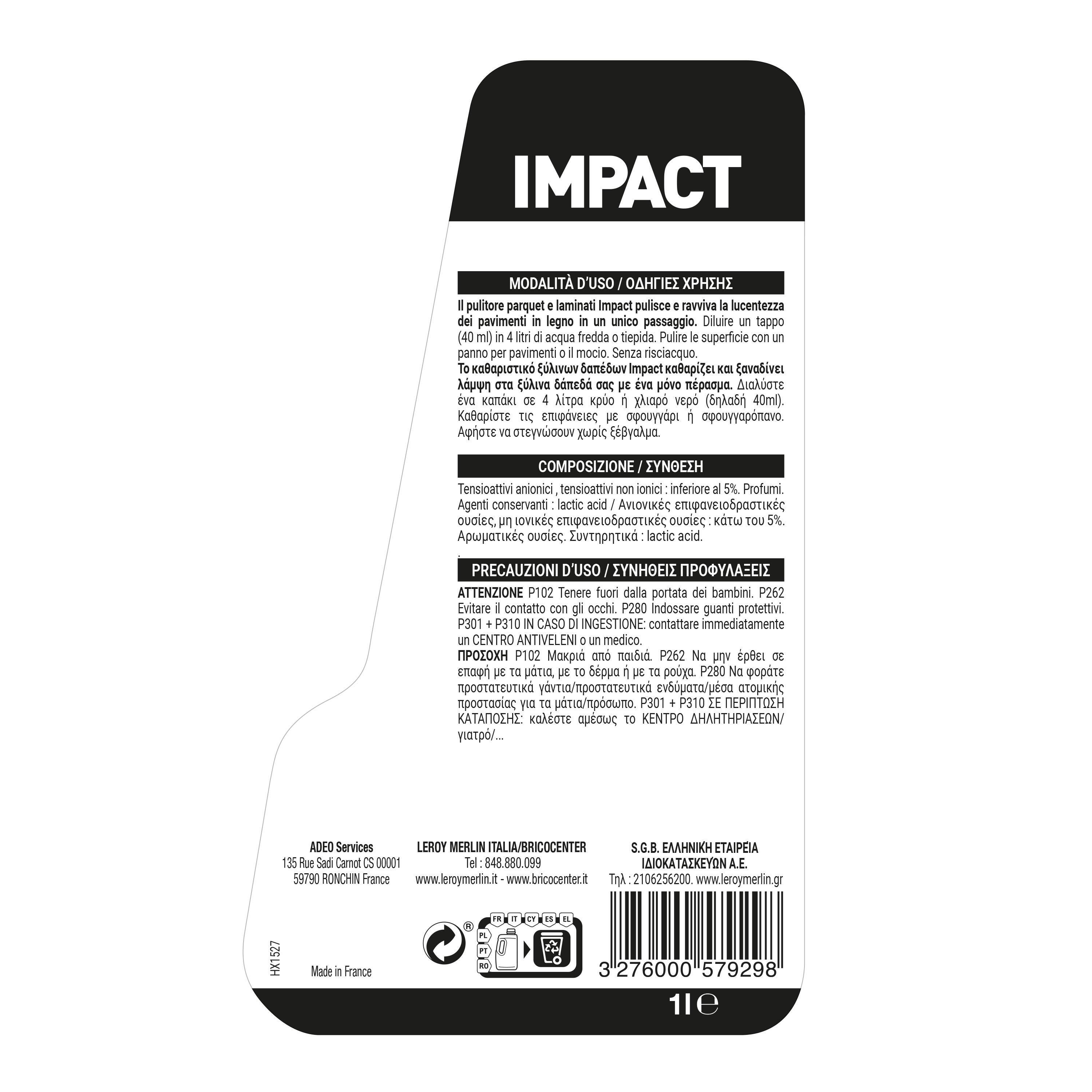 Detergente IMPACT Pulitori per parquet e laminati liquido 1 L - 3