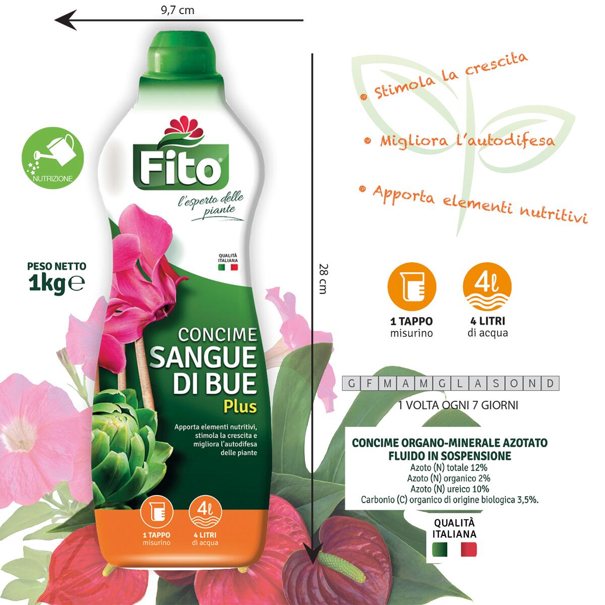Concime liquido FITO per uso universale Sangue di bue plus 1 L - 3