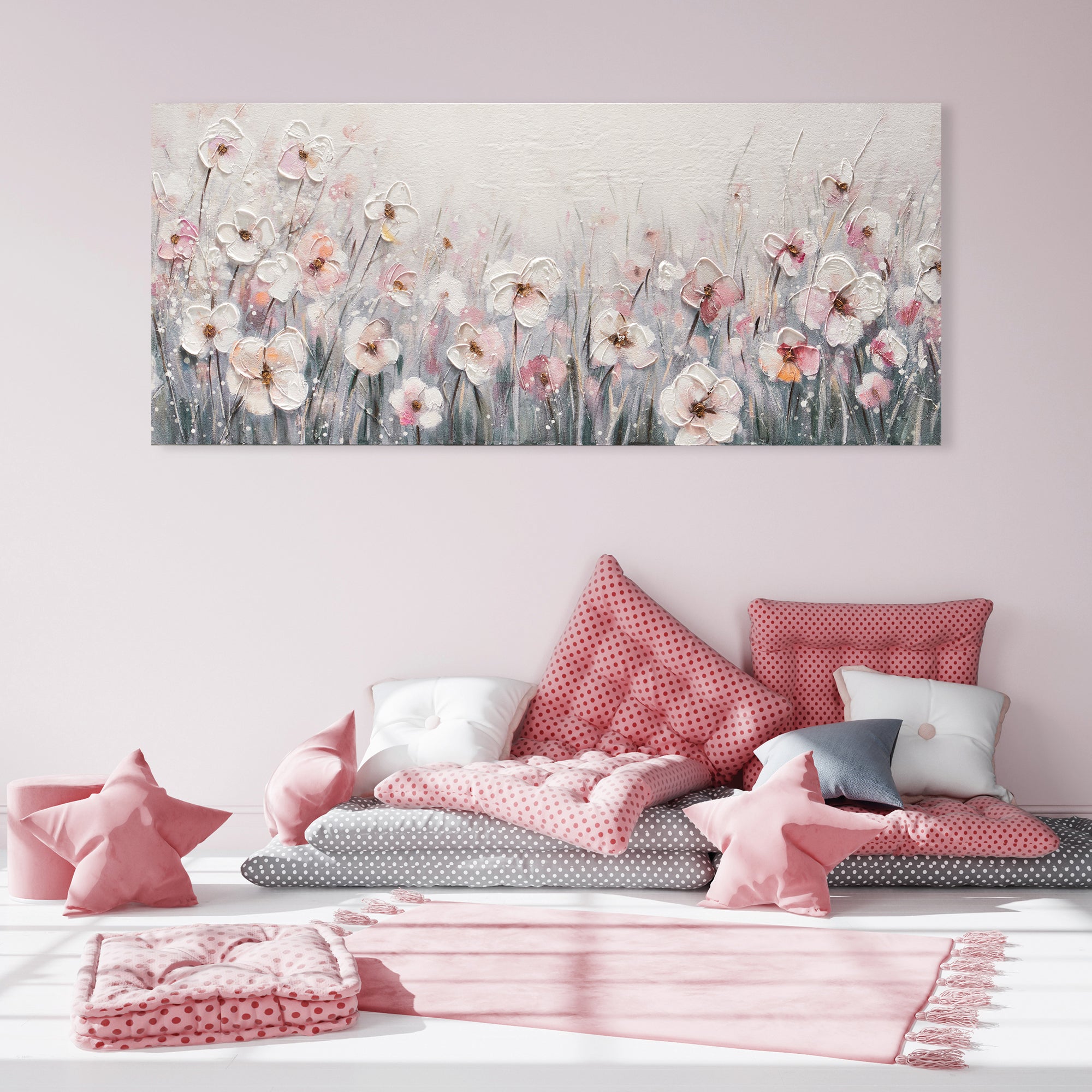 Tela pintada FLORES ROSA 65 x 150 cm - 4