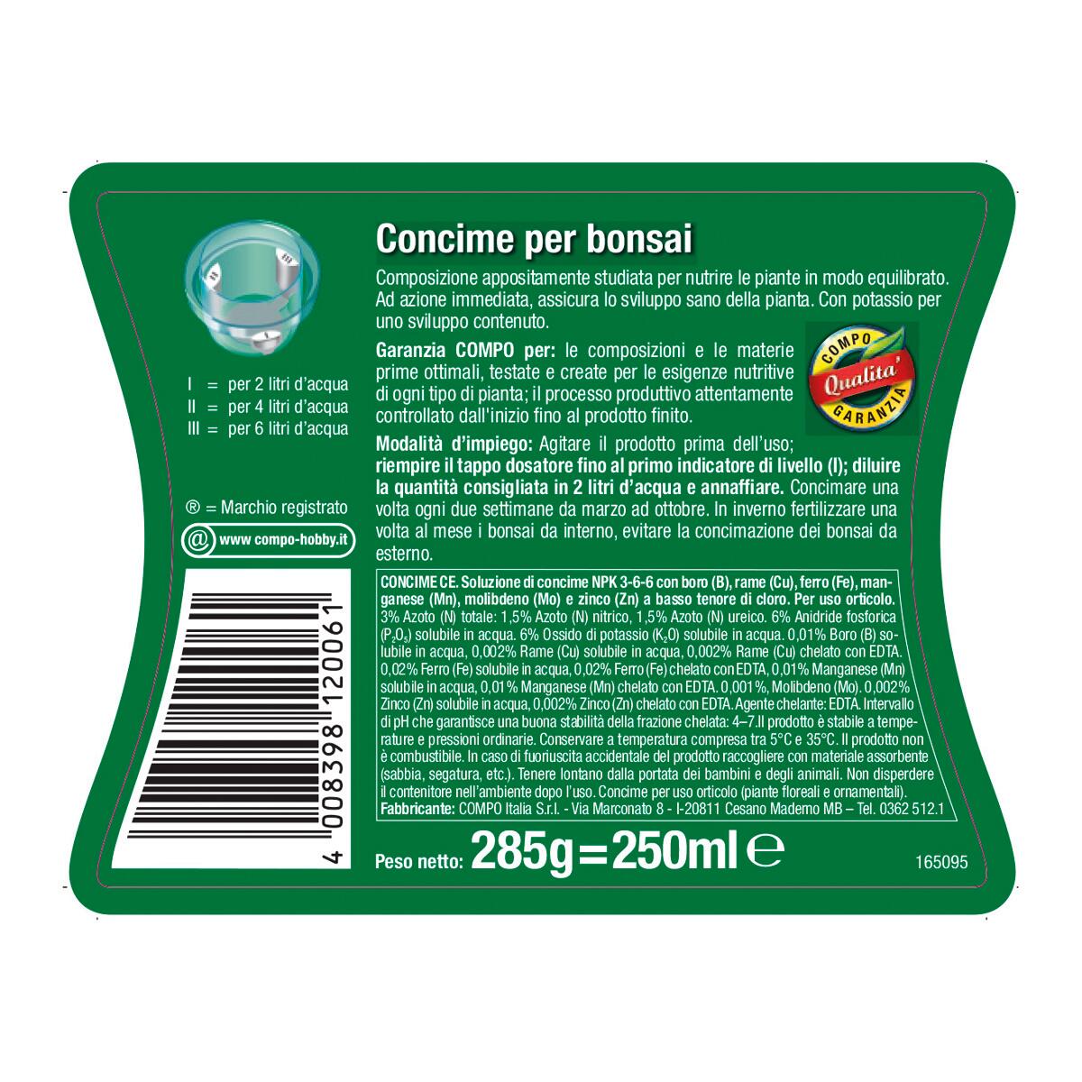 Concime liquido COMPO per bonsai 0.25 L - 3
