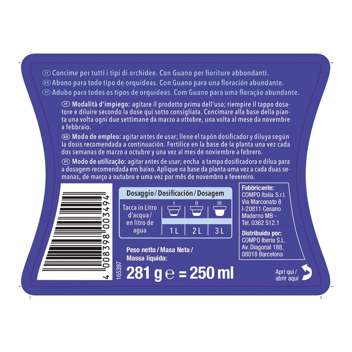 Concime liquido COMPO per orchidee per Orchidee 0.25 L - 6