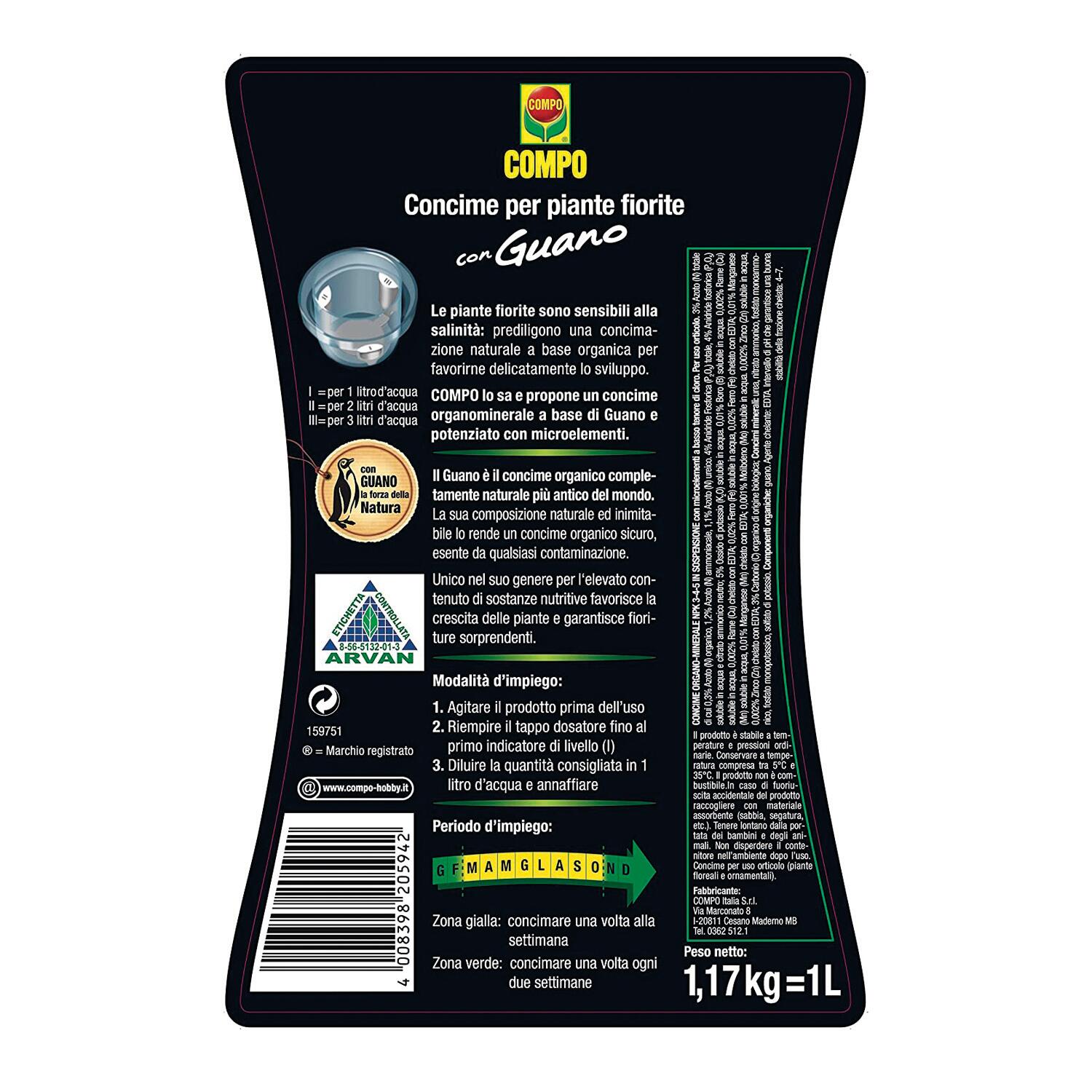 Concime liquido COMPO per piante fiorite con guano 1 L - 4