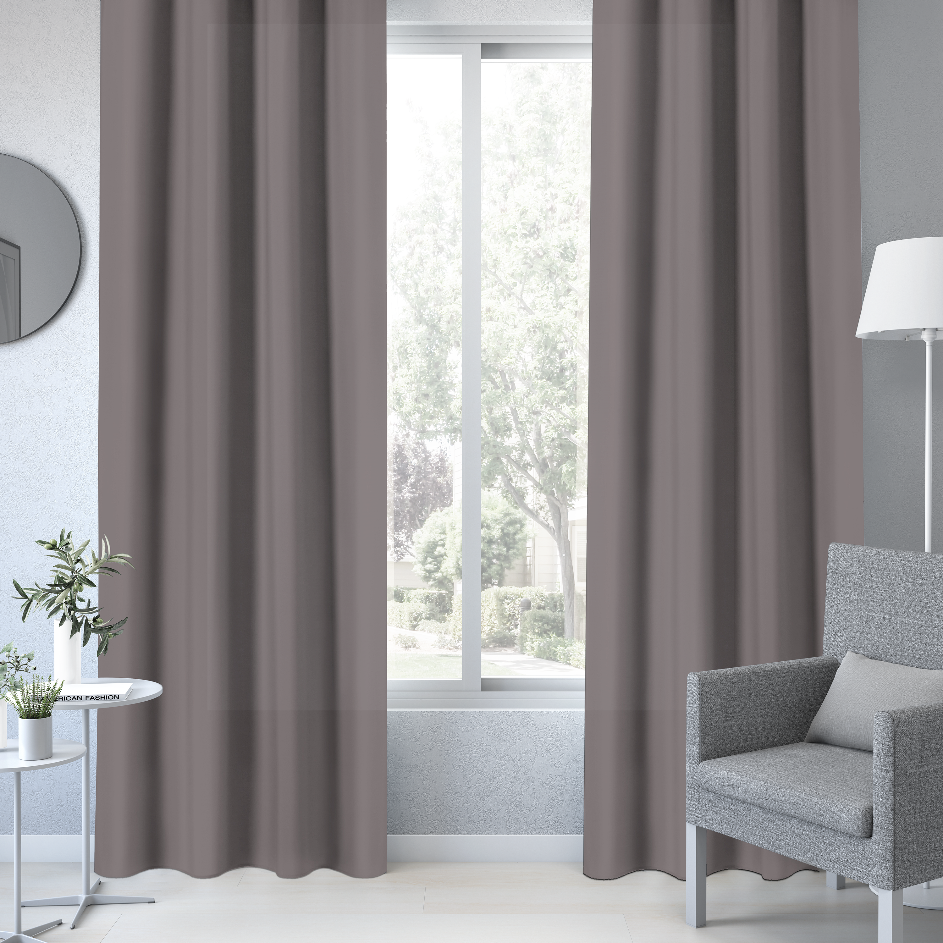 Zasłona Pharell Fossil brązowa 140 x 280 cm na taśmie Inspire - 3