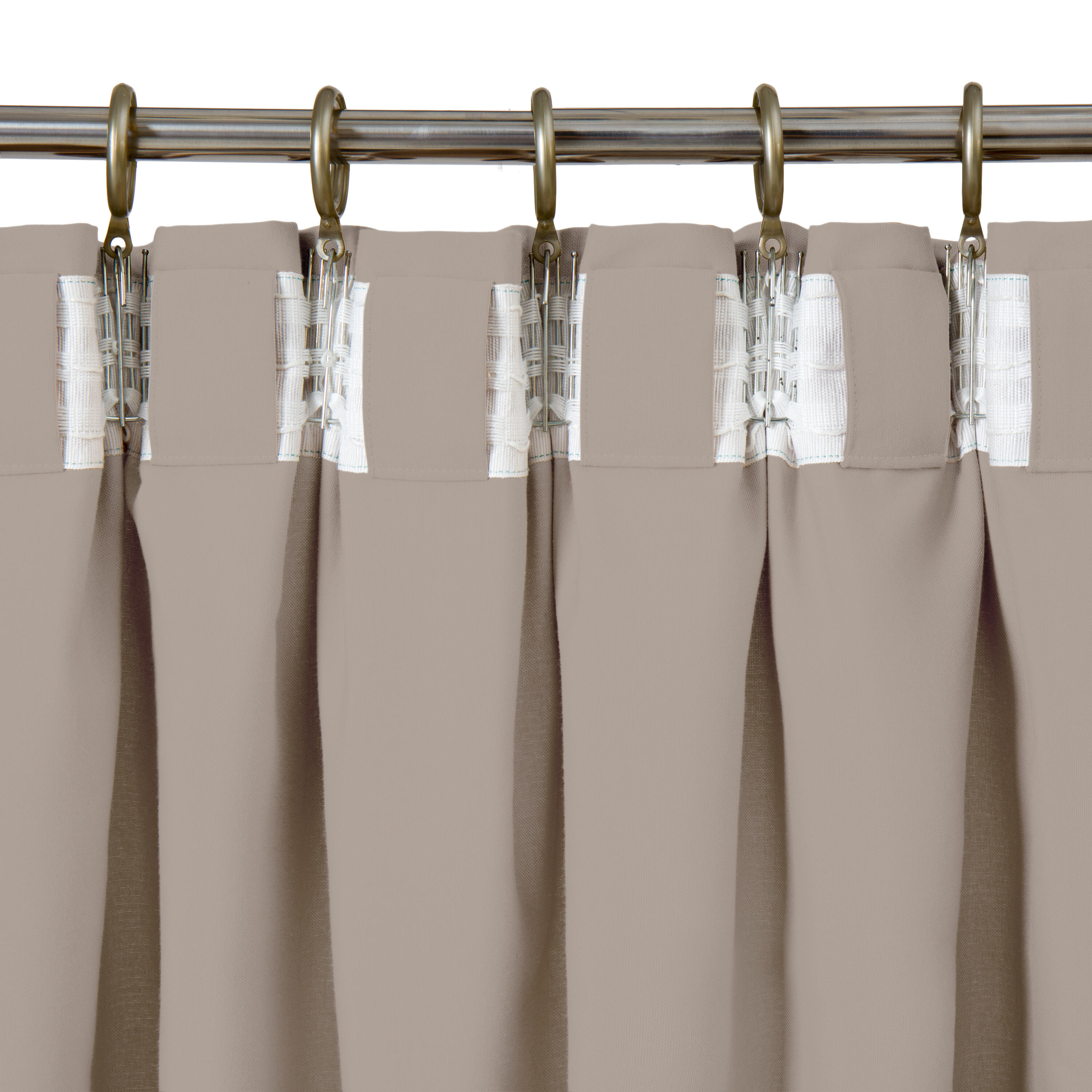 Cortina cinta fruncida, trabillas Pharell algodón de 140x280cm INSPIRE liso beige trench. Incluye cinta termoadhesiva - 6
