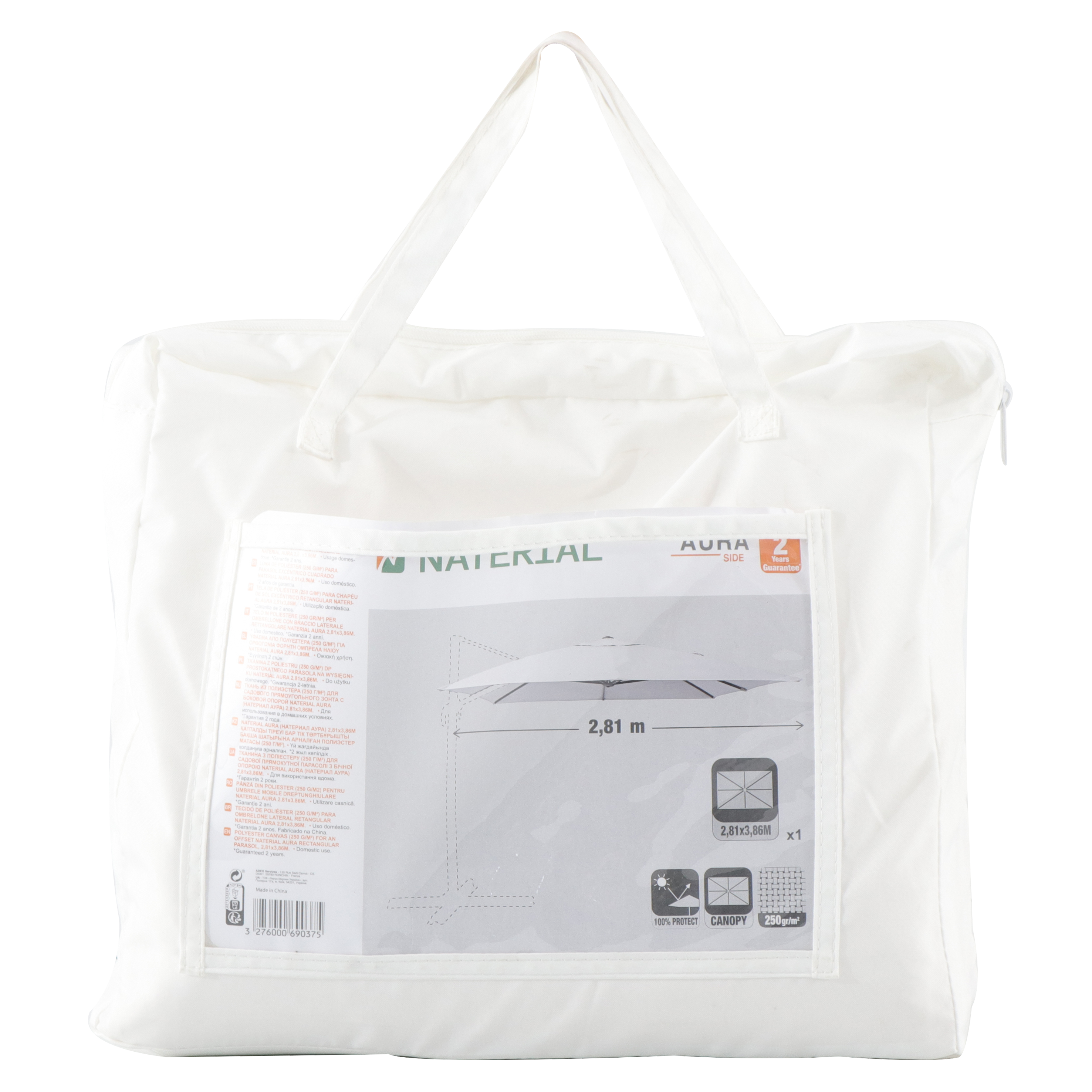Toile de parasol déporté Aura blanc, L.290 x l.390 cm - 2