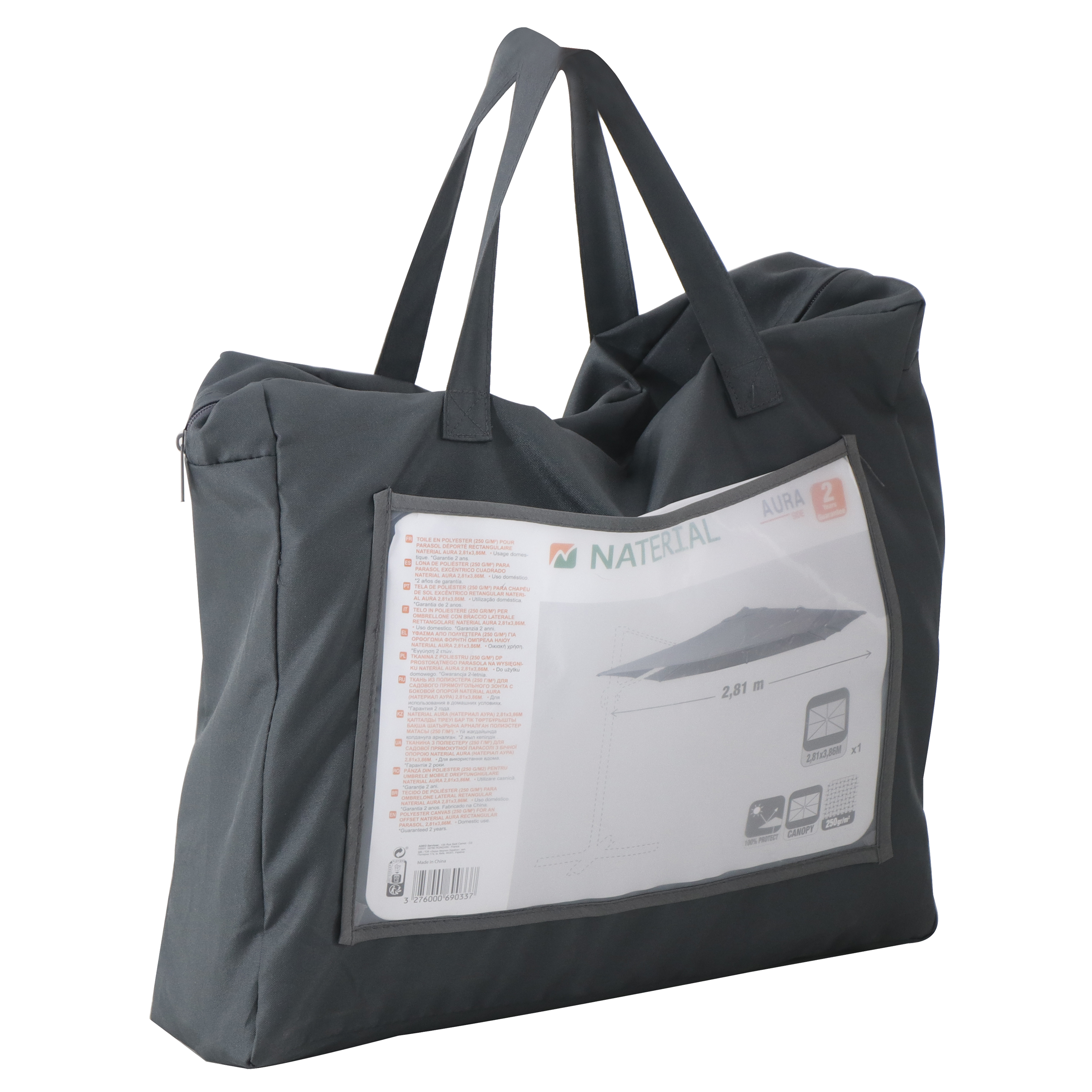 Toile de parasol déporté Aura gris anthracite, L.290 x l.390 cm - 7