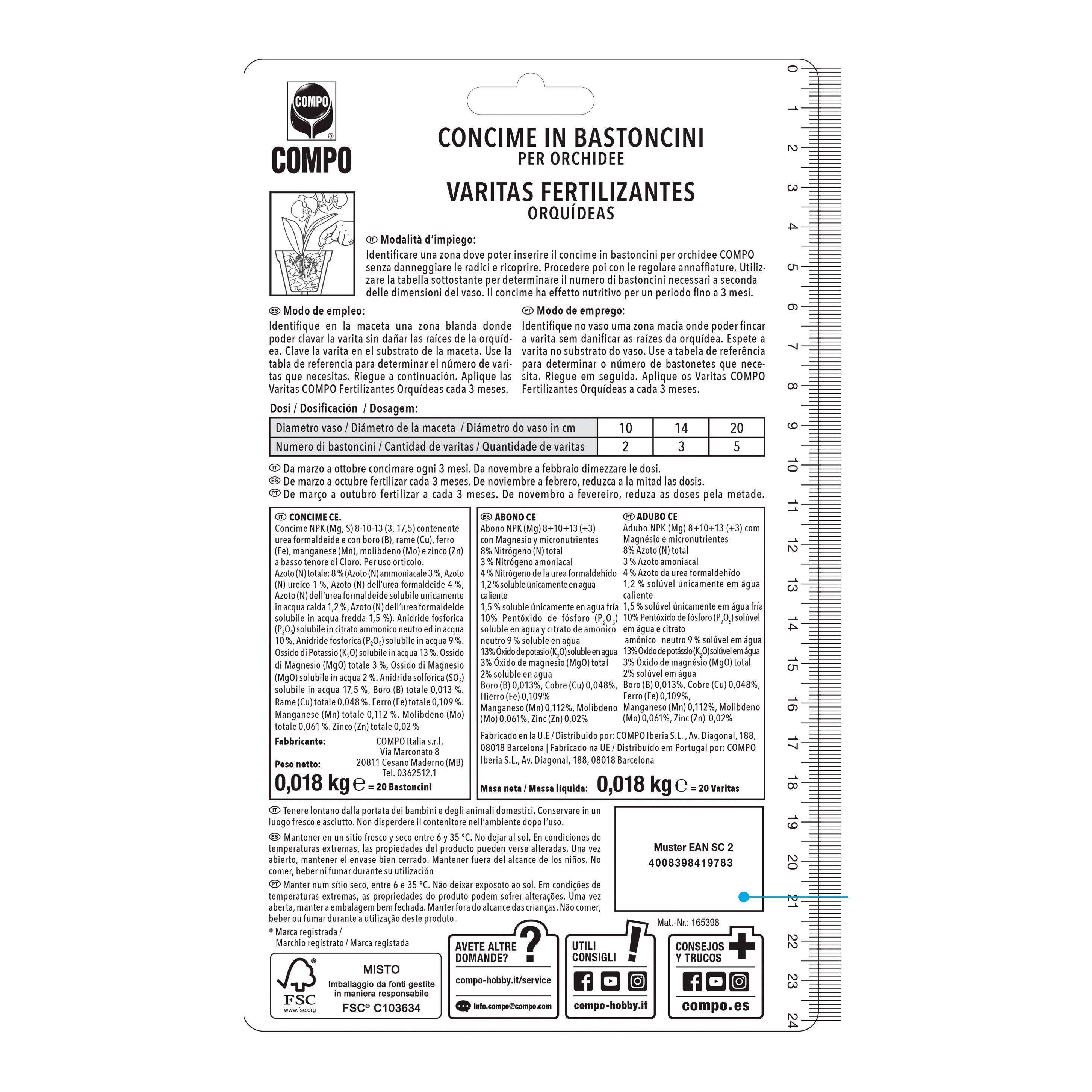 Concime bastoncini COMPO per orchidea 20 pz - 3