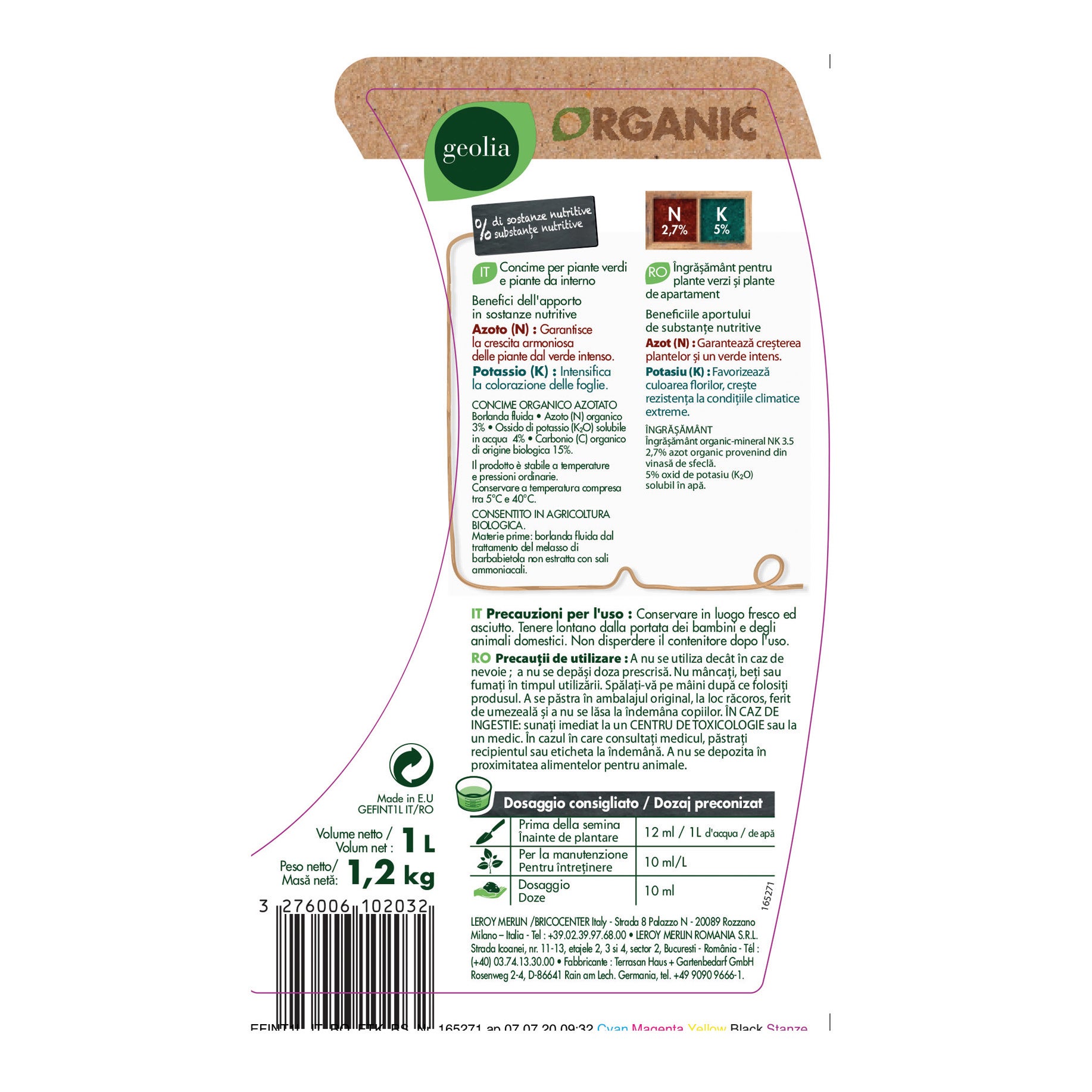 Concime liquido GEOLIA per piante verdi Organic 1 L - 4