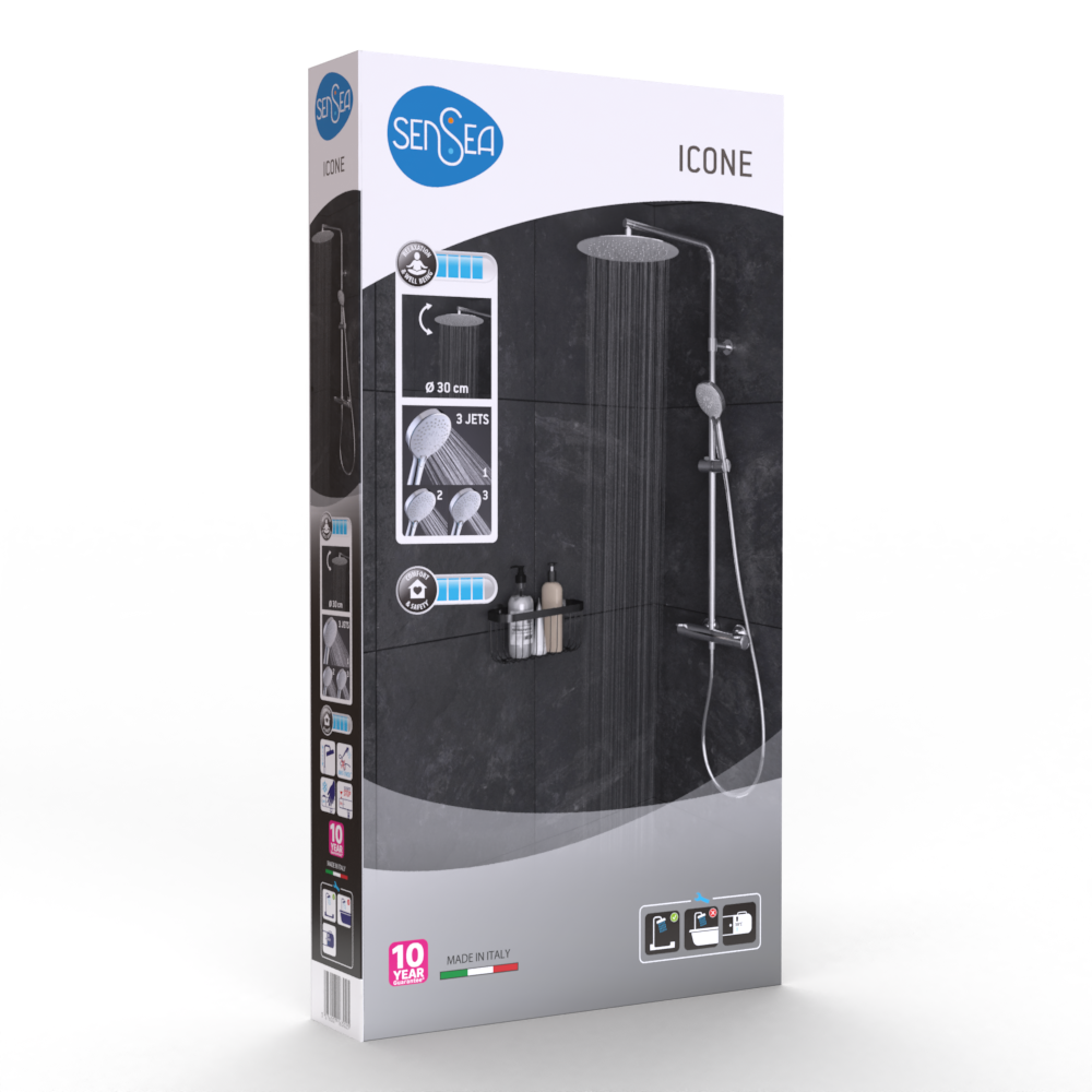 Columna de ducha termostática SENSEA Icone gris cromado - 14