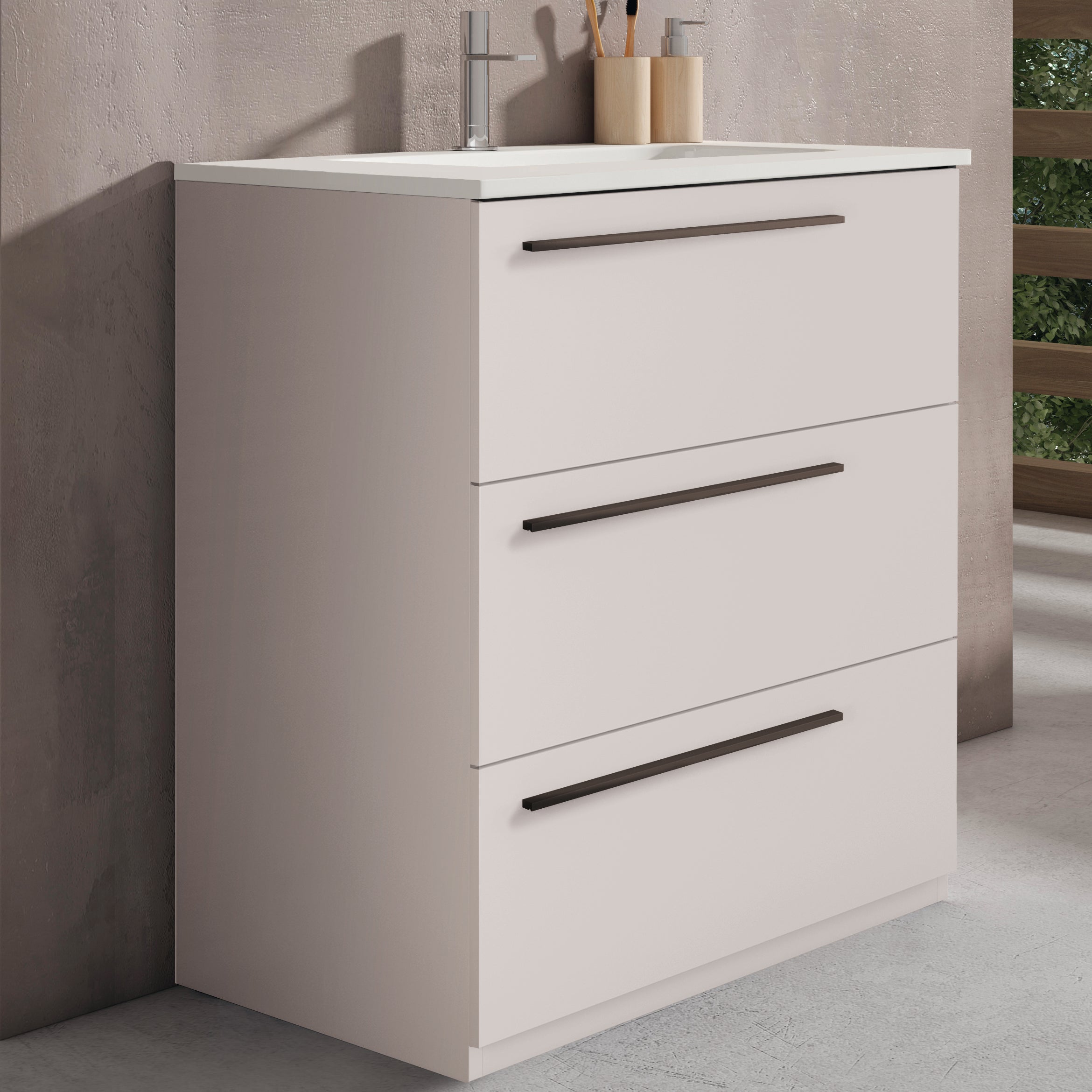 Mobile da bagno a terra L 80 cm bianco, 2 ante Mia - 3