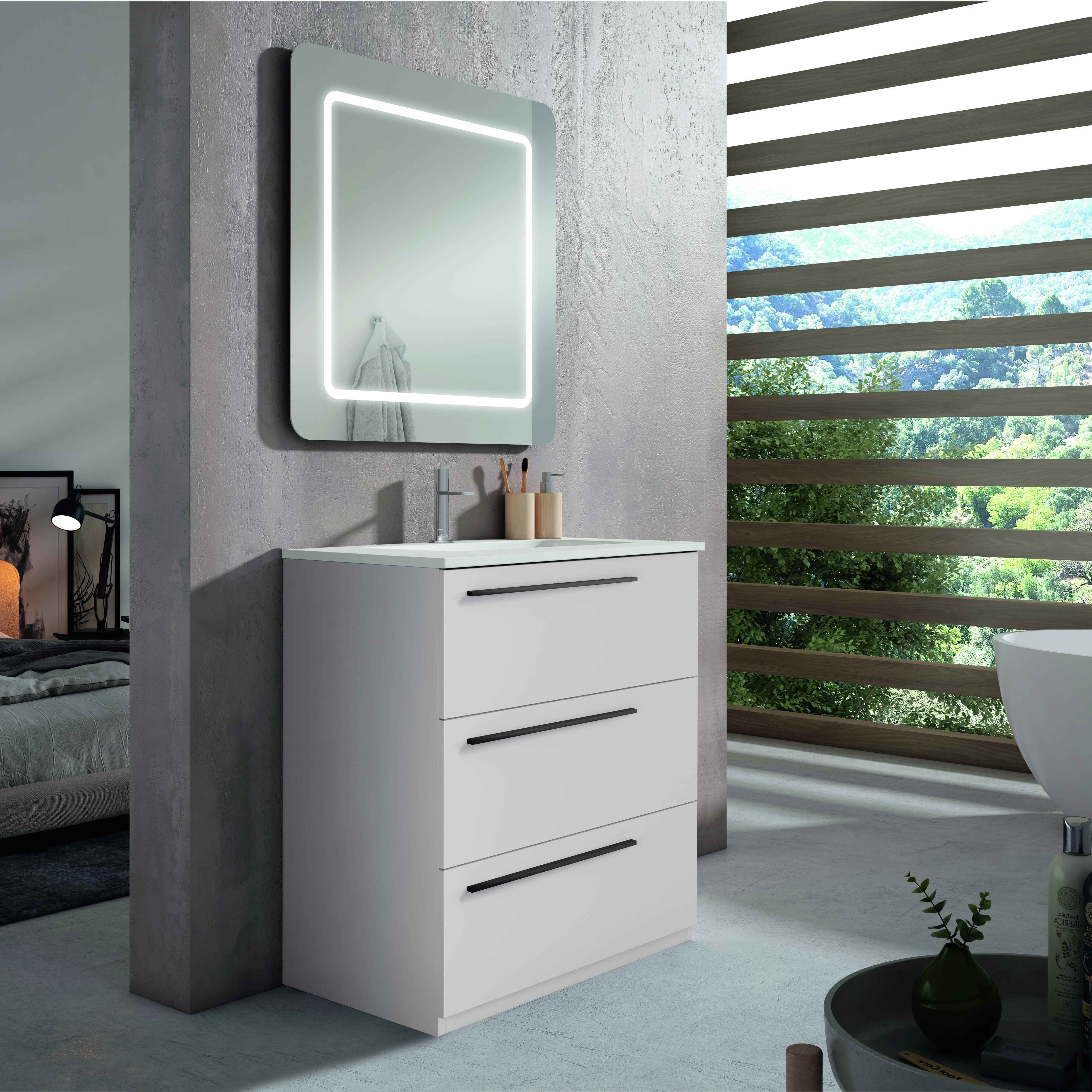 Mobile da bagno a terra L 80 cm bianco, 2 ante Mia - 2