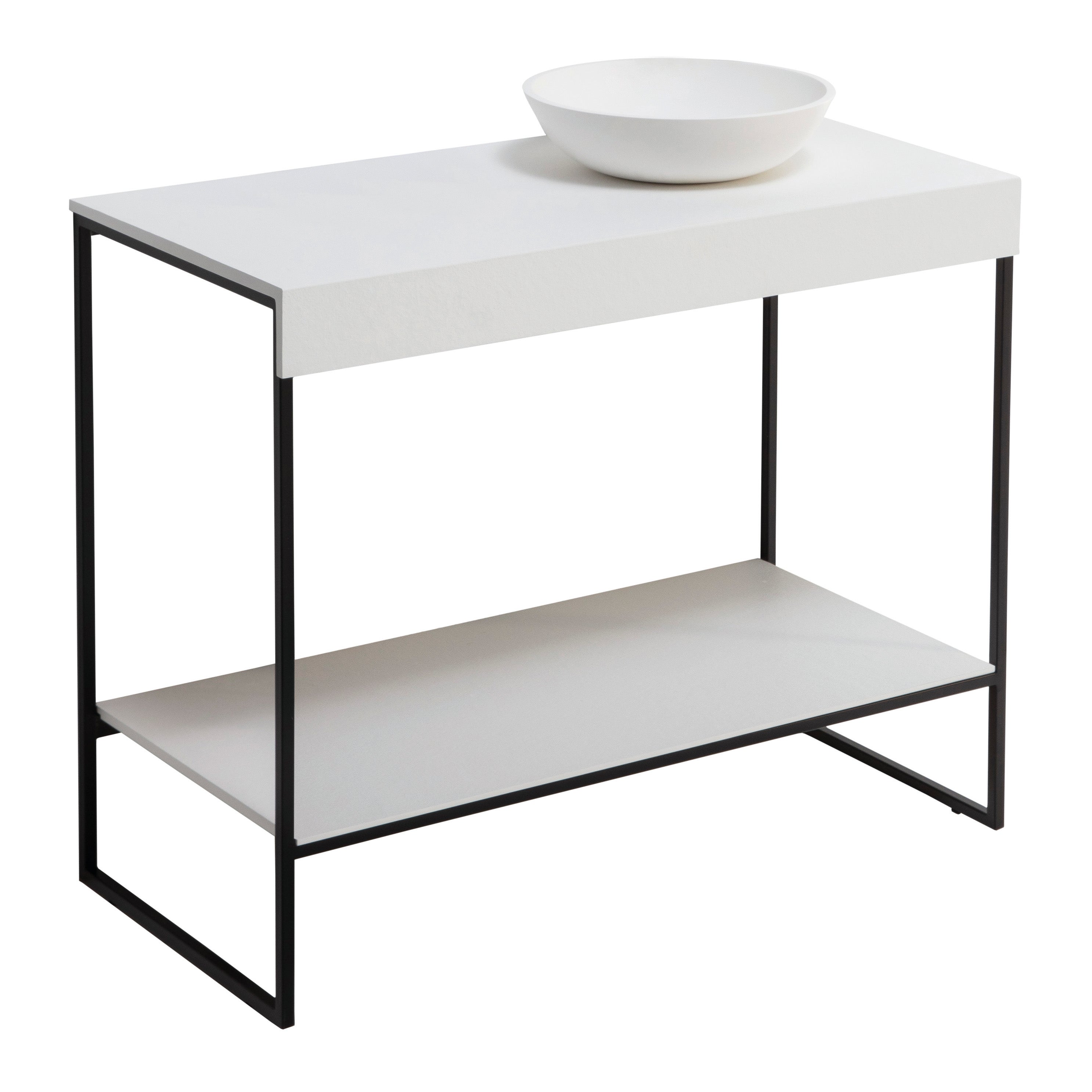 Mobile da bagno a terra sotto lavabo L 100 x H 81.5 x P 46.5 cm grafite laccato opaco, Alec - 2
