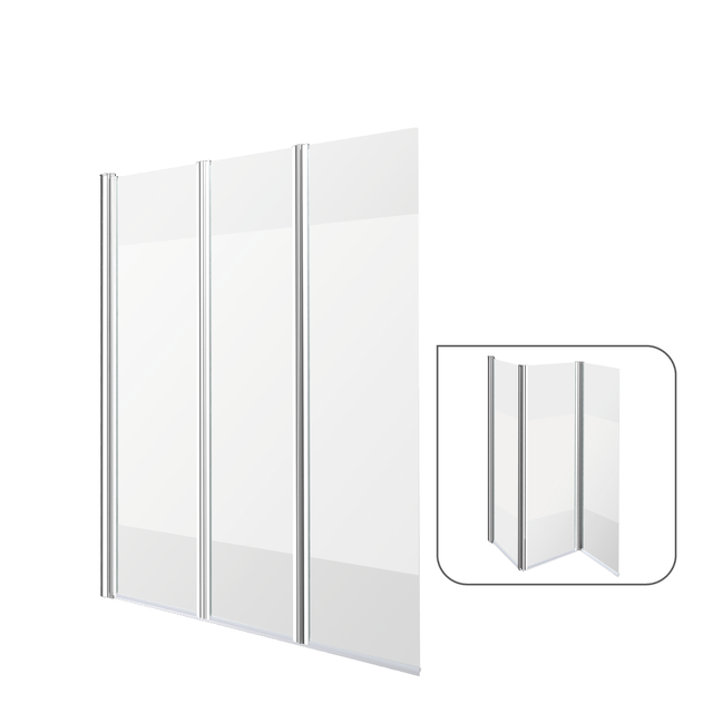 Pare-baignoire 3 volets pliable sérigraphié chromé H.140 x l.120cm Essential