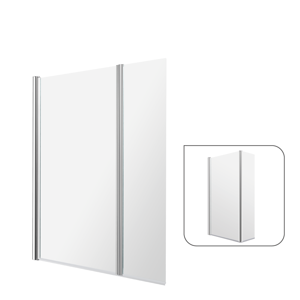 Parete vasca con 2 pannelli Essential H 140 cm, Vetro di sicurezza 5 mm trasparente - 2