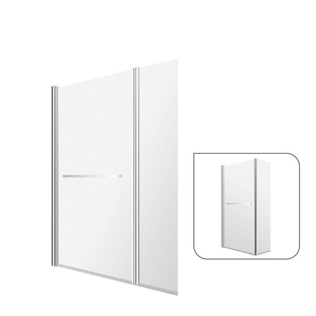 Pare-baignoire 2 volets battant transparent chromé H.140 x l.125cm Remix