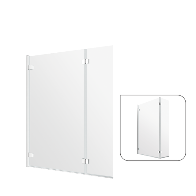Pare-baignoire 2 volets battant transparent chromé H.150 x l.125cm Charm