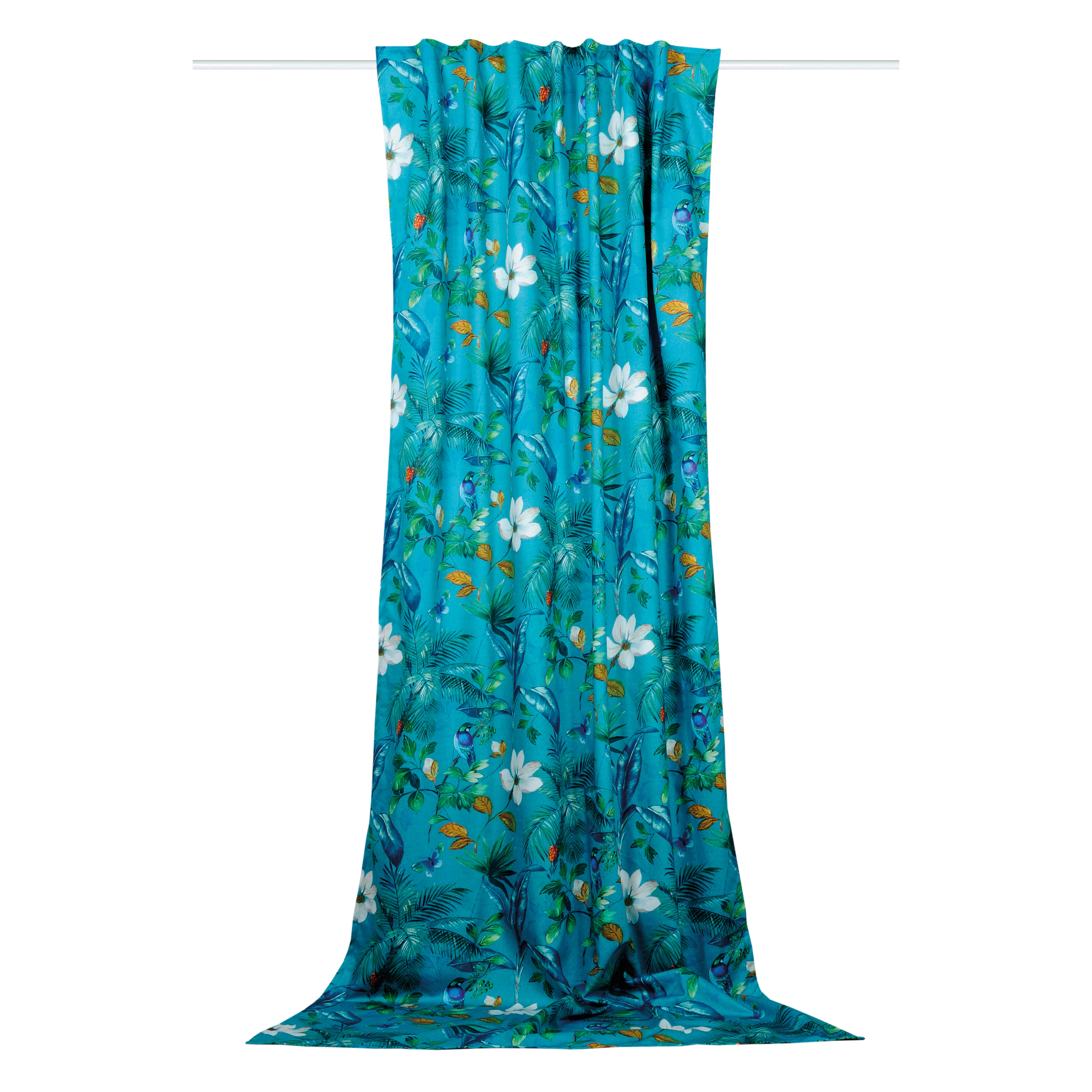 Tenda Paolita lagon azzurro, fettuccia e passanti nascosti 135x280 cm - 5