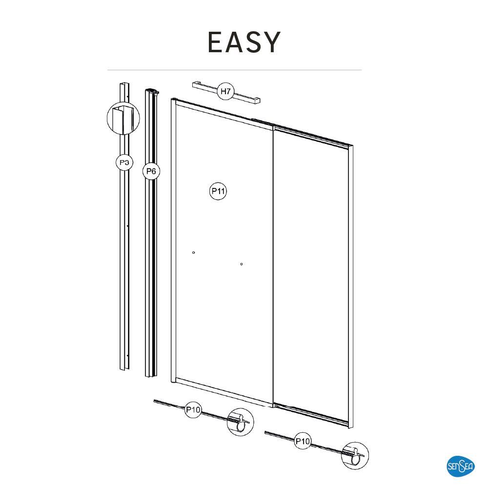 Pare-baignoire 2 volets pivotant relevable transparent chromé H.140 x l.123cm Ea - 9