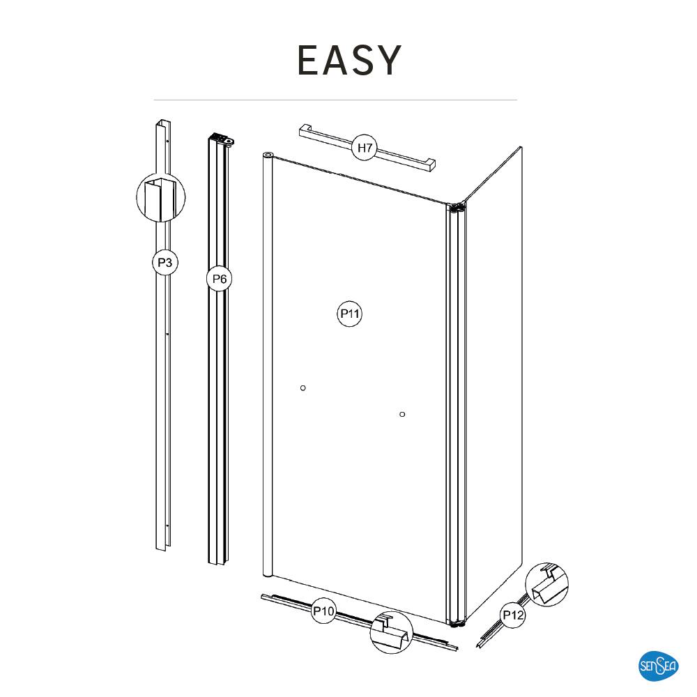 Pare-baignoire pivotant relevable transparent, H.140 x l.107 cm Easy - 8