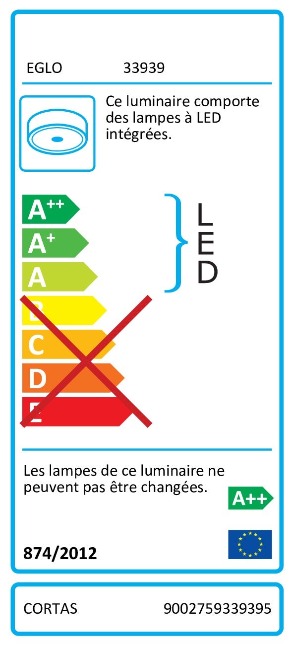 Plafonnier avec détecteur, design métal noir module led EGLO Cortas D.30 cm - 3