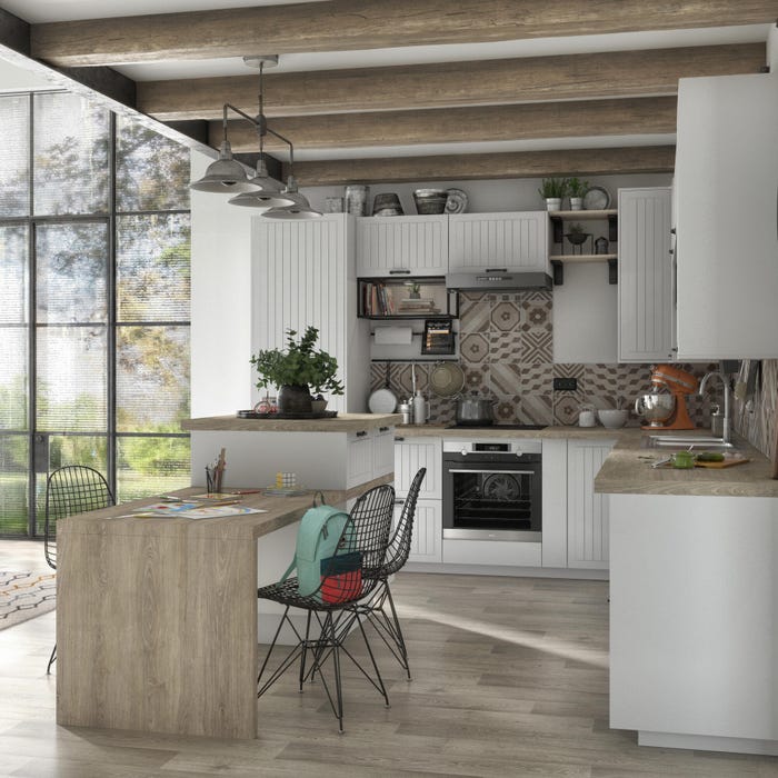 decor chene lamellé cendré