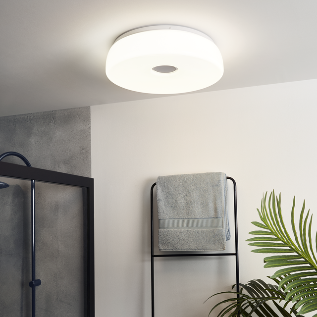 Plafoniera LED Parabolic Ø 40 cm bianco IP44 cct da bianco caldo a bianco freddo con regolazione di temperatura, 2500 lumen INSPIRE