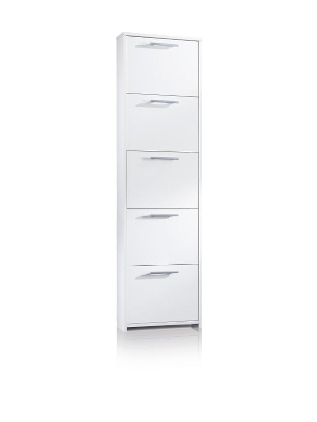 Scarpiera TERRANEO 5 ante apertura a ribalta, L 50 x H 178 x P 18 cm 10 paia, bianco