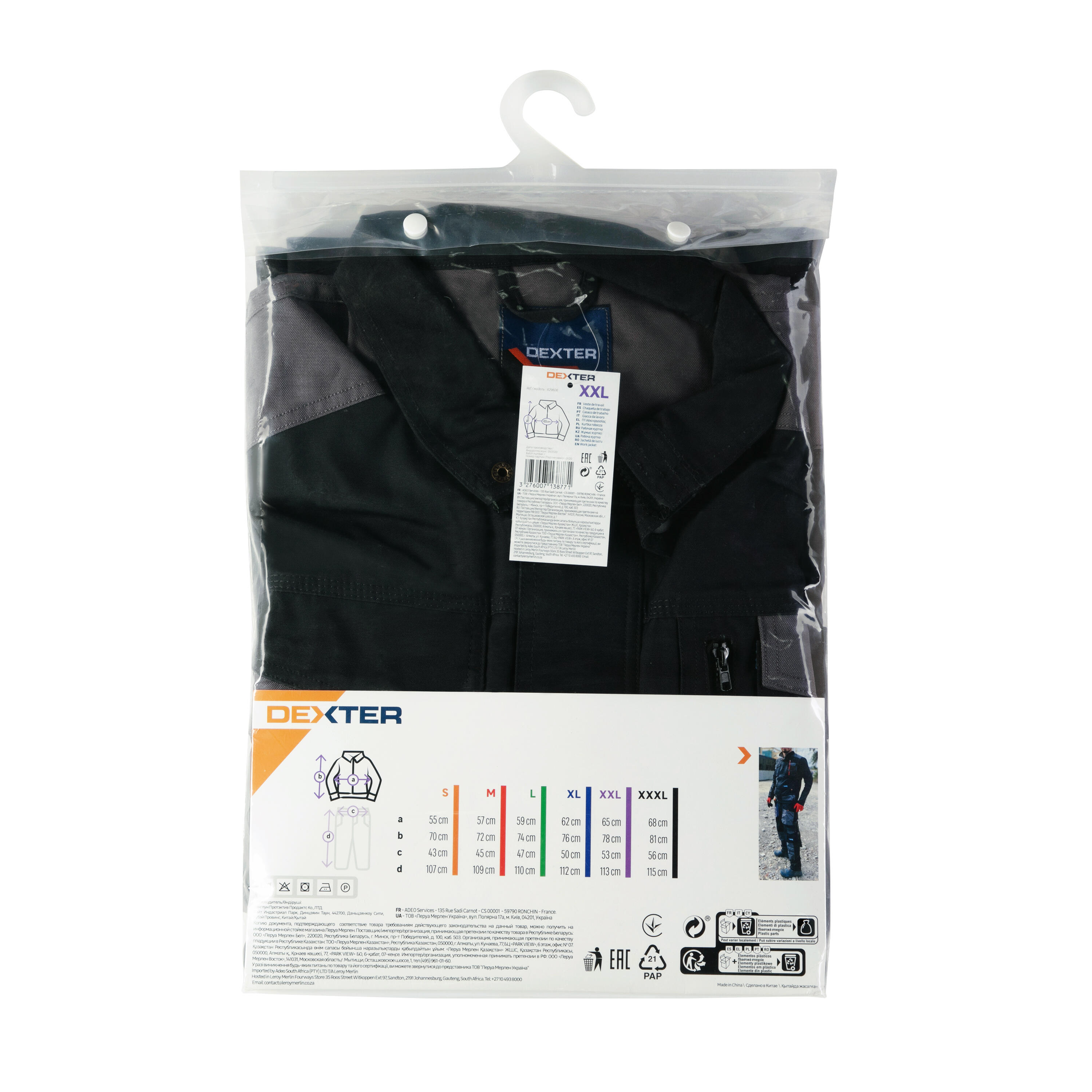 Casaco de trabalho preto/cinza tamanho XXL Dexter - 9