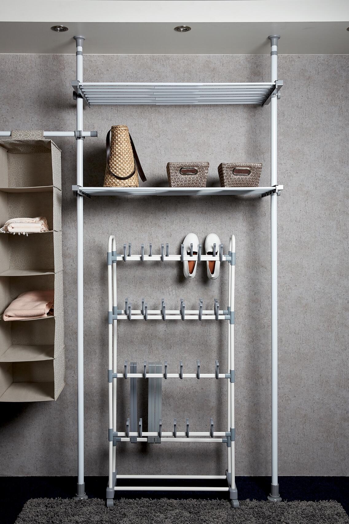 Portant téléscopique Herkules blanc H.250 x l.215 x P.38 cm - 2