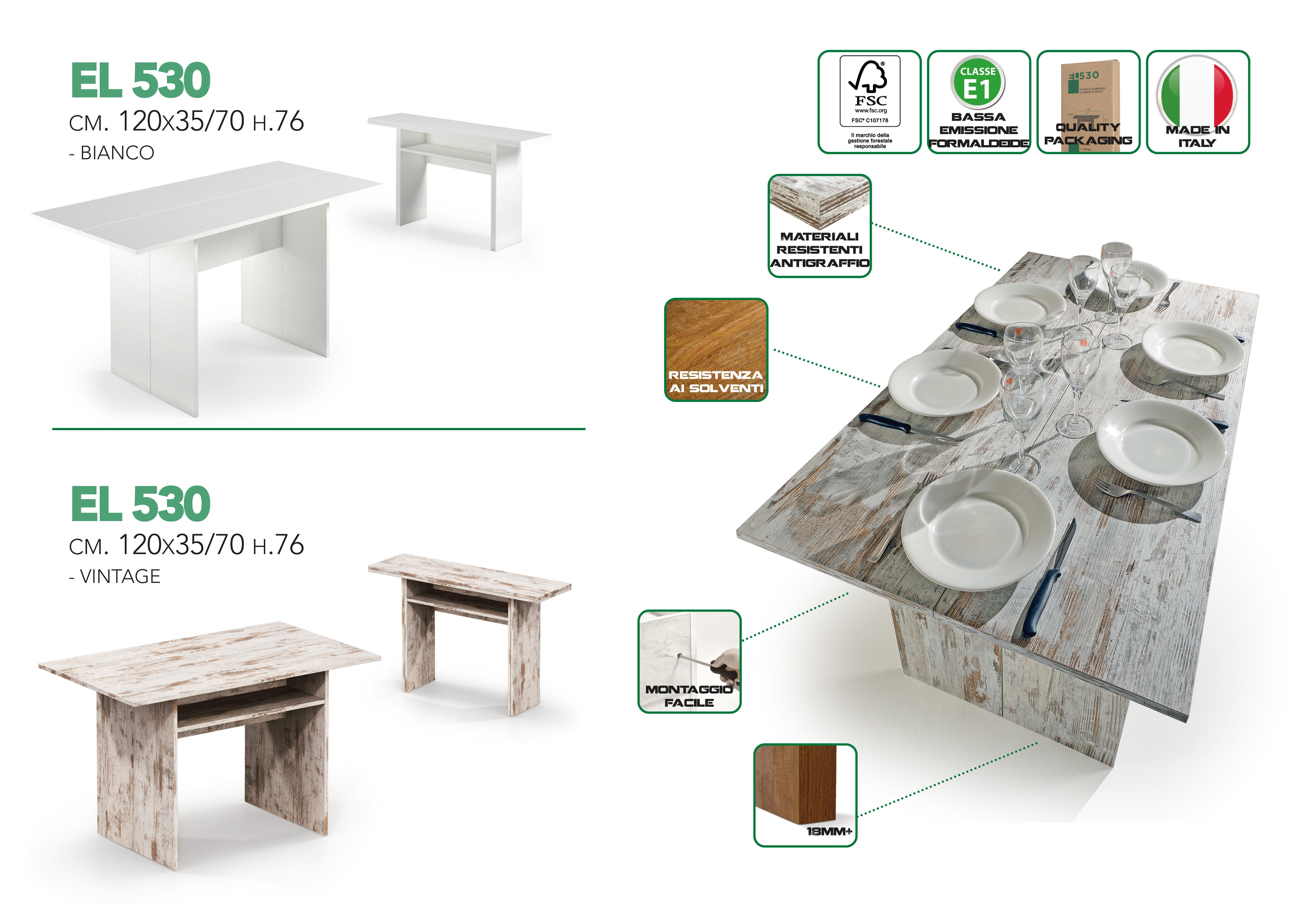 Tavolo consolle estraibile Oplà  L 120 x H 76 x P 35 cm effetto rovere naturale - 2