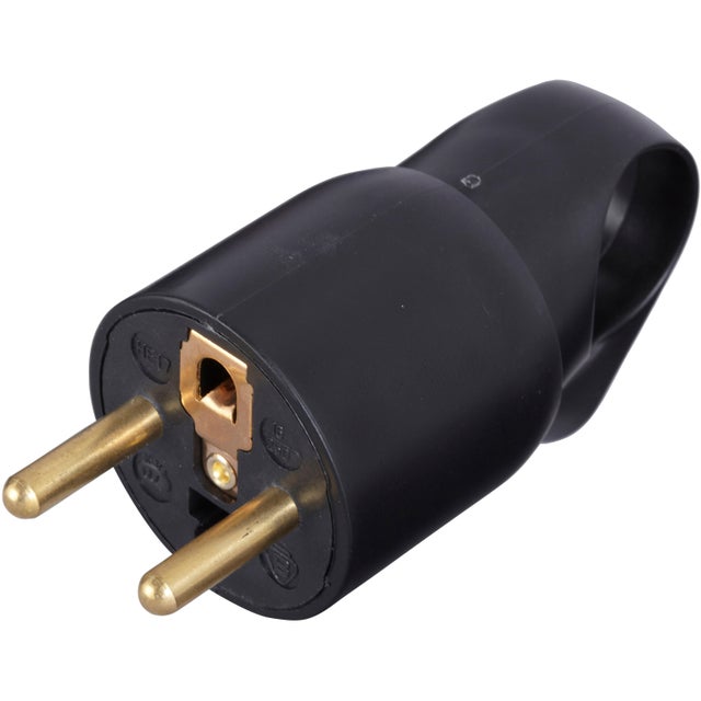 Fiche male droite anneau de traction 2P+T 16A blanc Debflex 713140