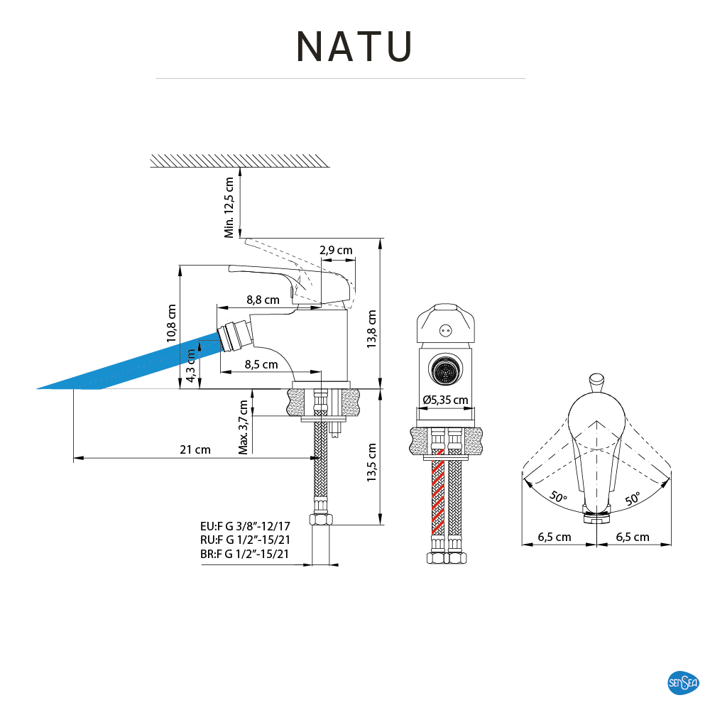 Grifo monomando de bidé SENSEA Natu cromo brillo. Latón - 8