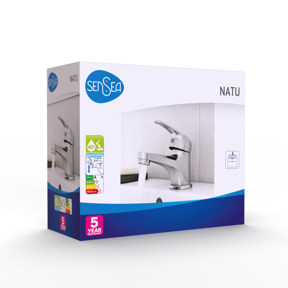 Torneira para lavatório monocomando cromado brilhante Sensea Natu - 13