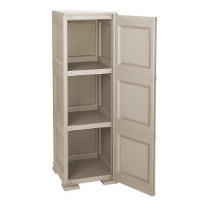 Armadio Giardino Rattan PE Nero 59x40x180cm - Con 4 Ripiani, Acciaio Verniciato, Impermeabile