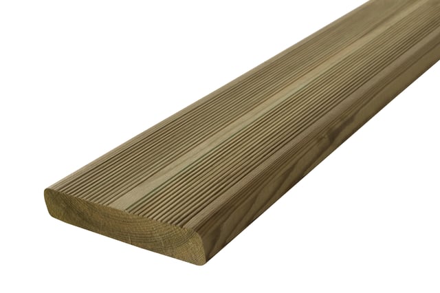 Lame terrasse bois en pin vert KUHMO2, L.360 x l.14.5 cm x Ep.27 mm