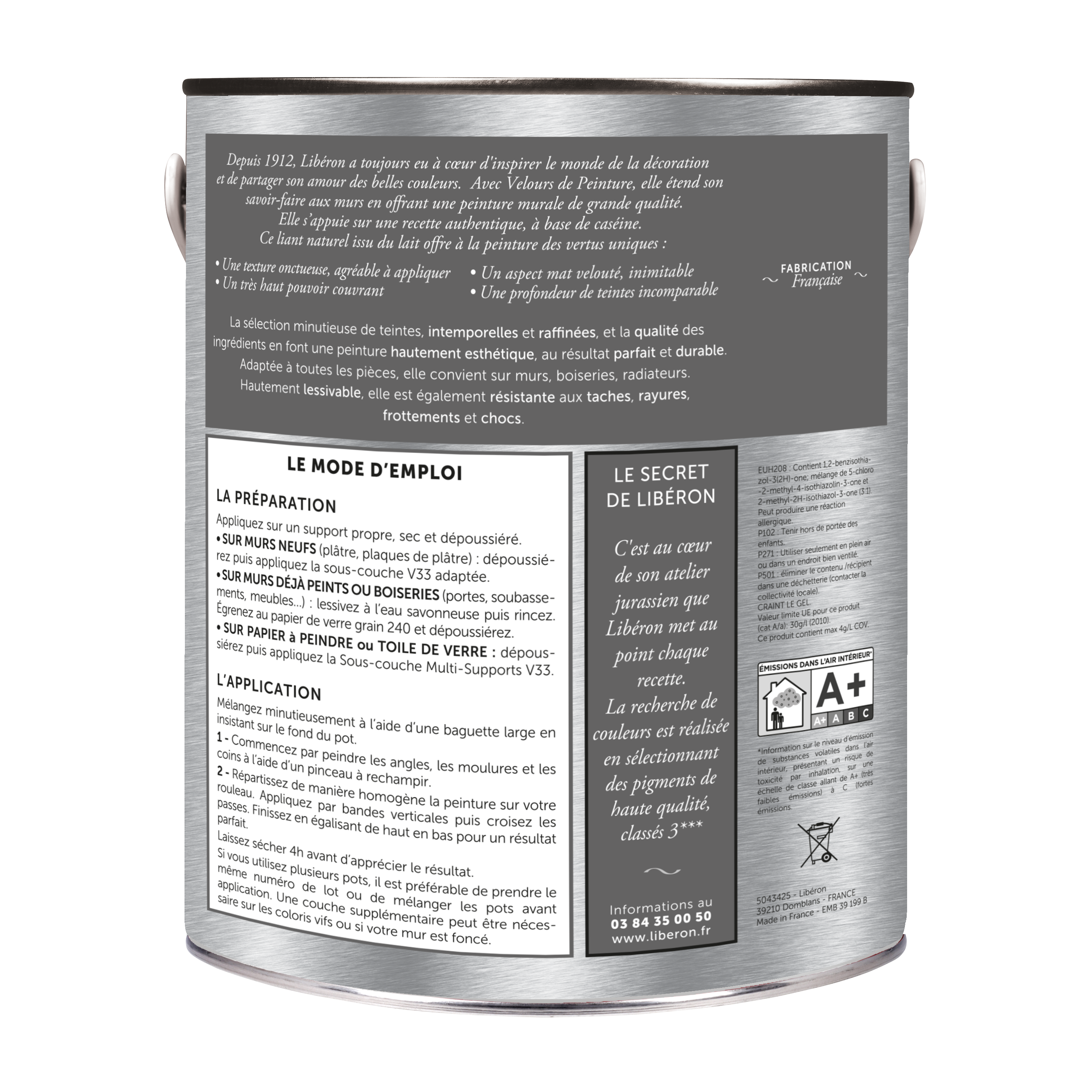 Peinture mur, plafond gris saunier velours LIBÉRON Velours de peinture® 2.5L - 8