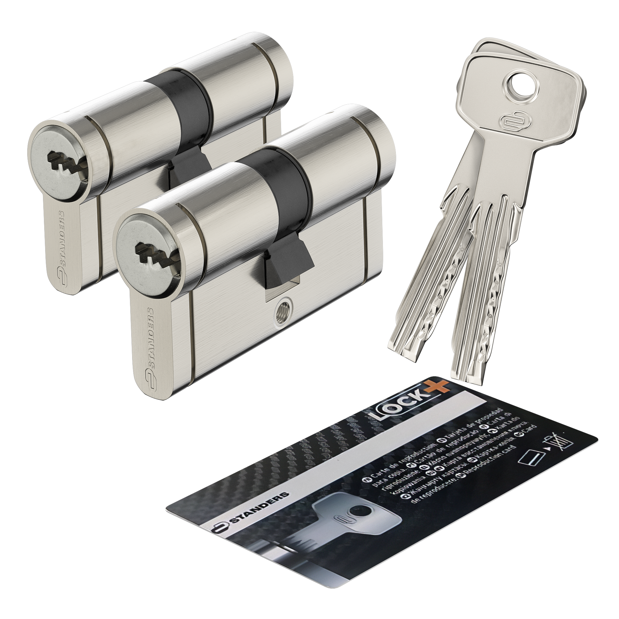 2 bombin para cerradura standers lock+ de 30 + 30 mm niquelado