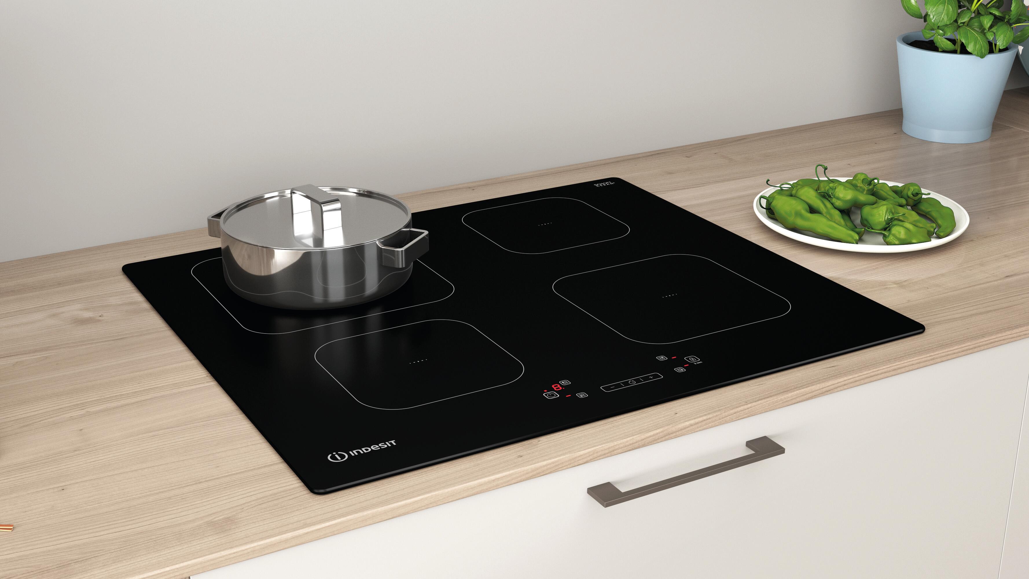Placa de cozinha 4 zonas de calor 7200 W 59 x 51 cm preto Indesit - 2