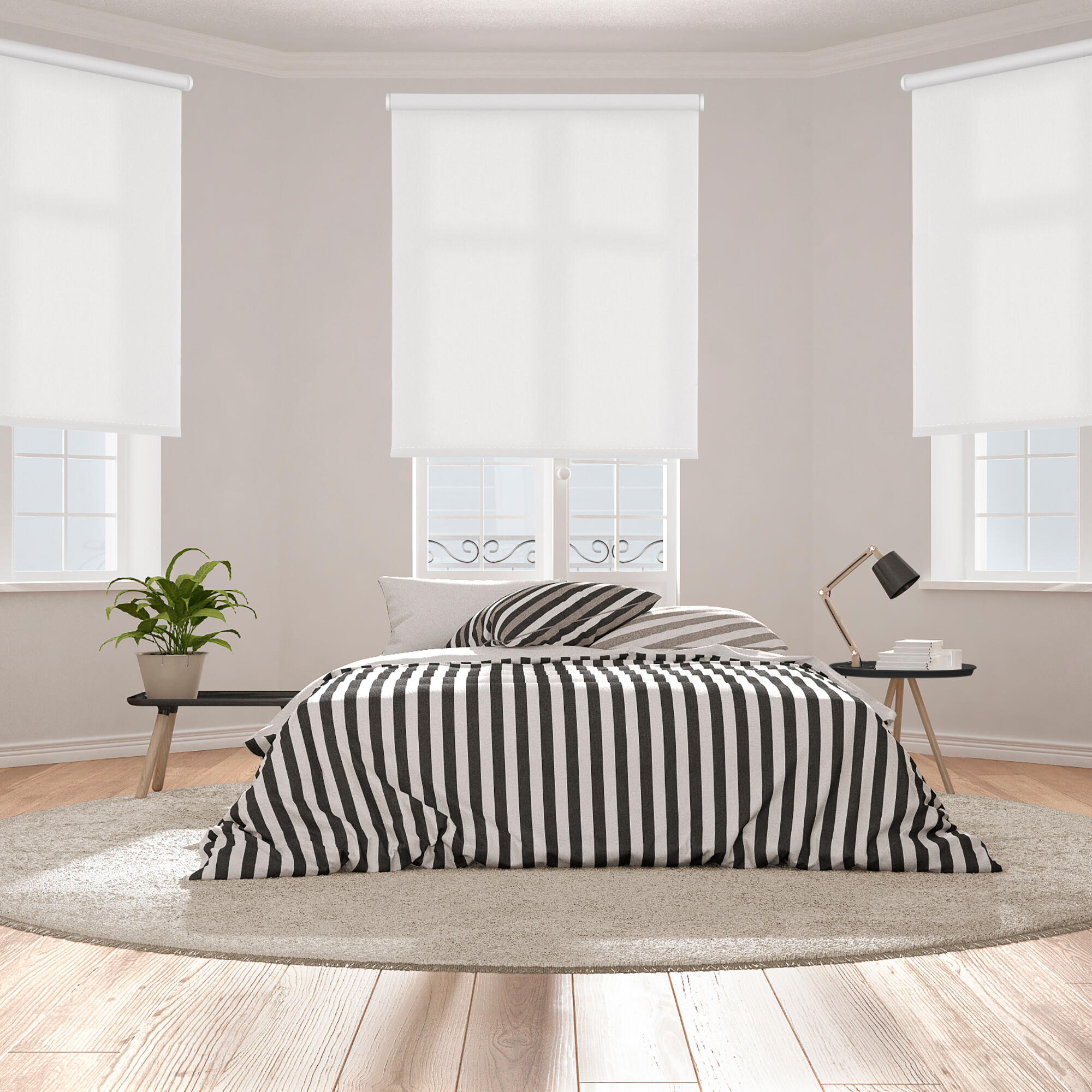 Estor enrollable translúcido con cadena trends poliéster liso white de 90x250cm