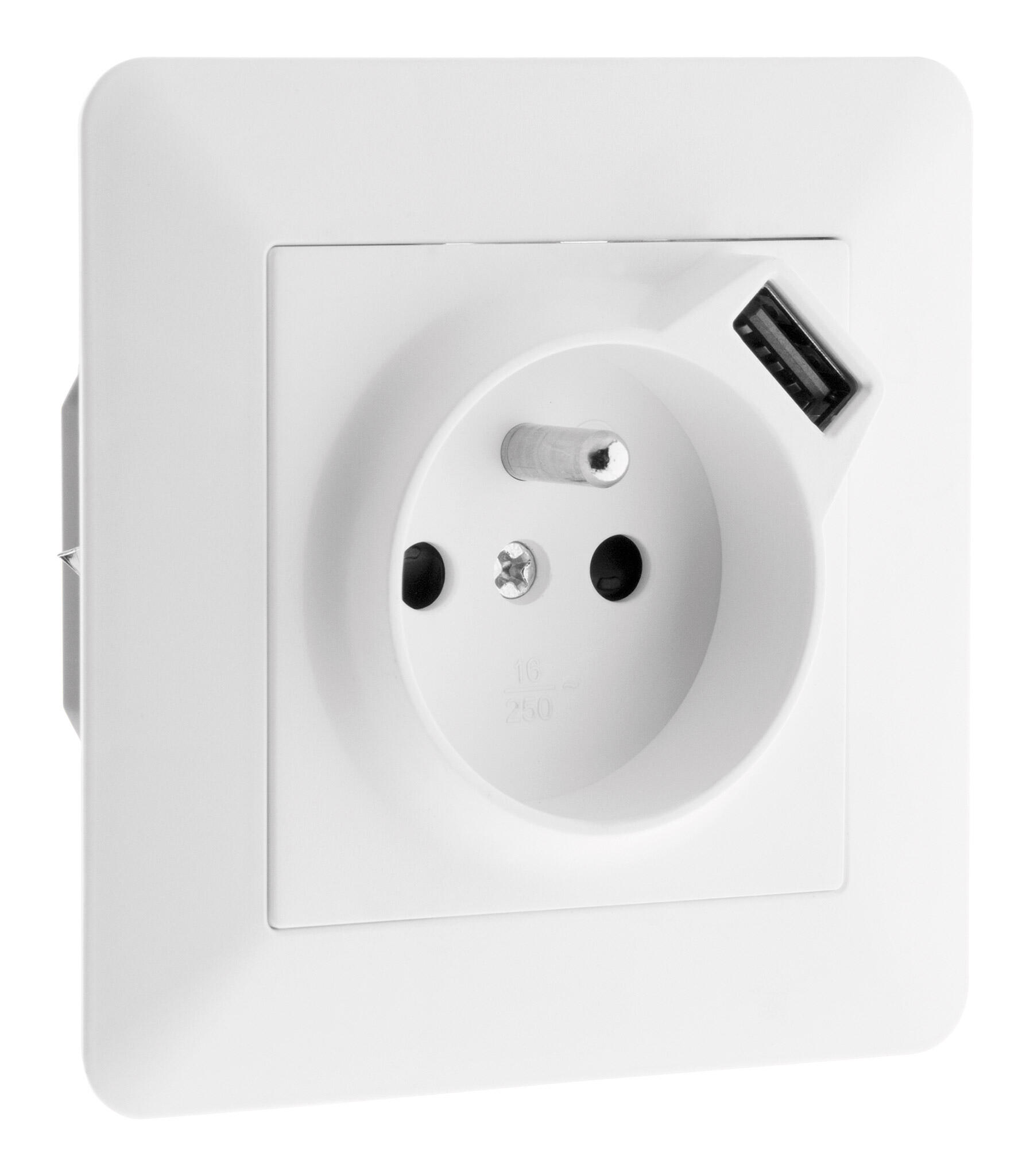 Prise avec terre 2 prises + 2 usb complet 16A ARTEZO, blanc - 2