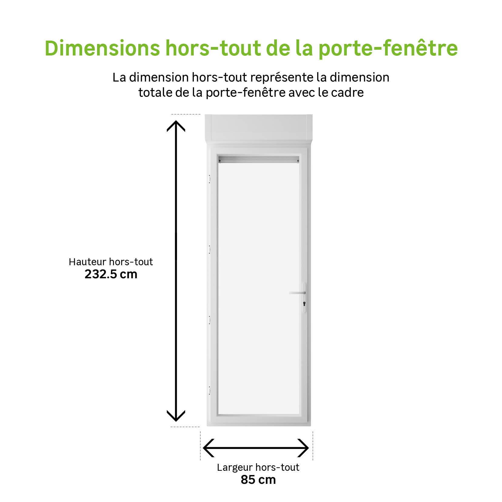 Porte-fenêtre avec volet roulant PVC Essentiel H.215xl.80cm 1 vt tirant G blanc - 6