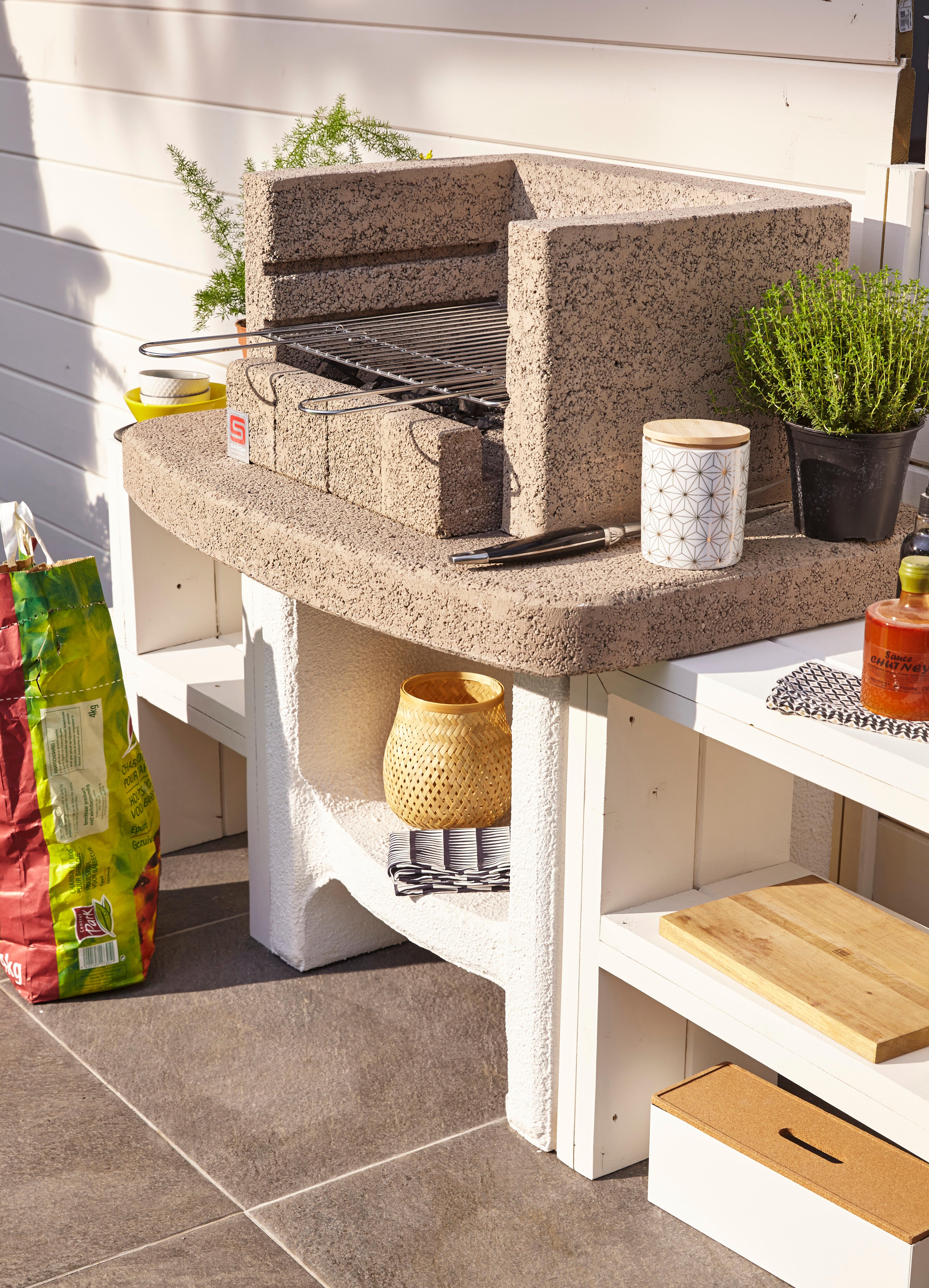 Barbecue fisso in calcestruzzo a carbonella Siena SAROM FUOCO L 33 x H 94 x P 55 cm - 3