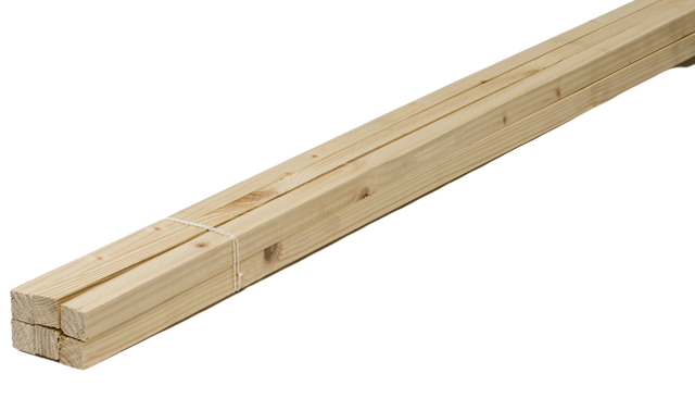 Lot de 6 tasseaux sapin petits nœuds bruts, 23 x 23 mm, L.2m