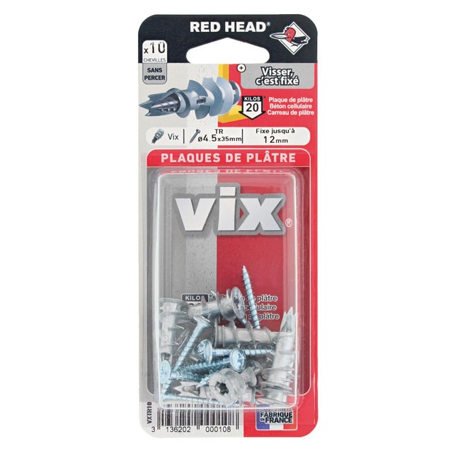Cheville murale avec vis vix RED HEAD x L.30 mm