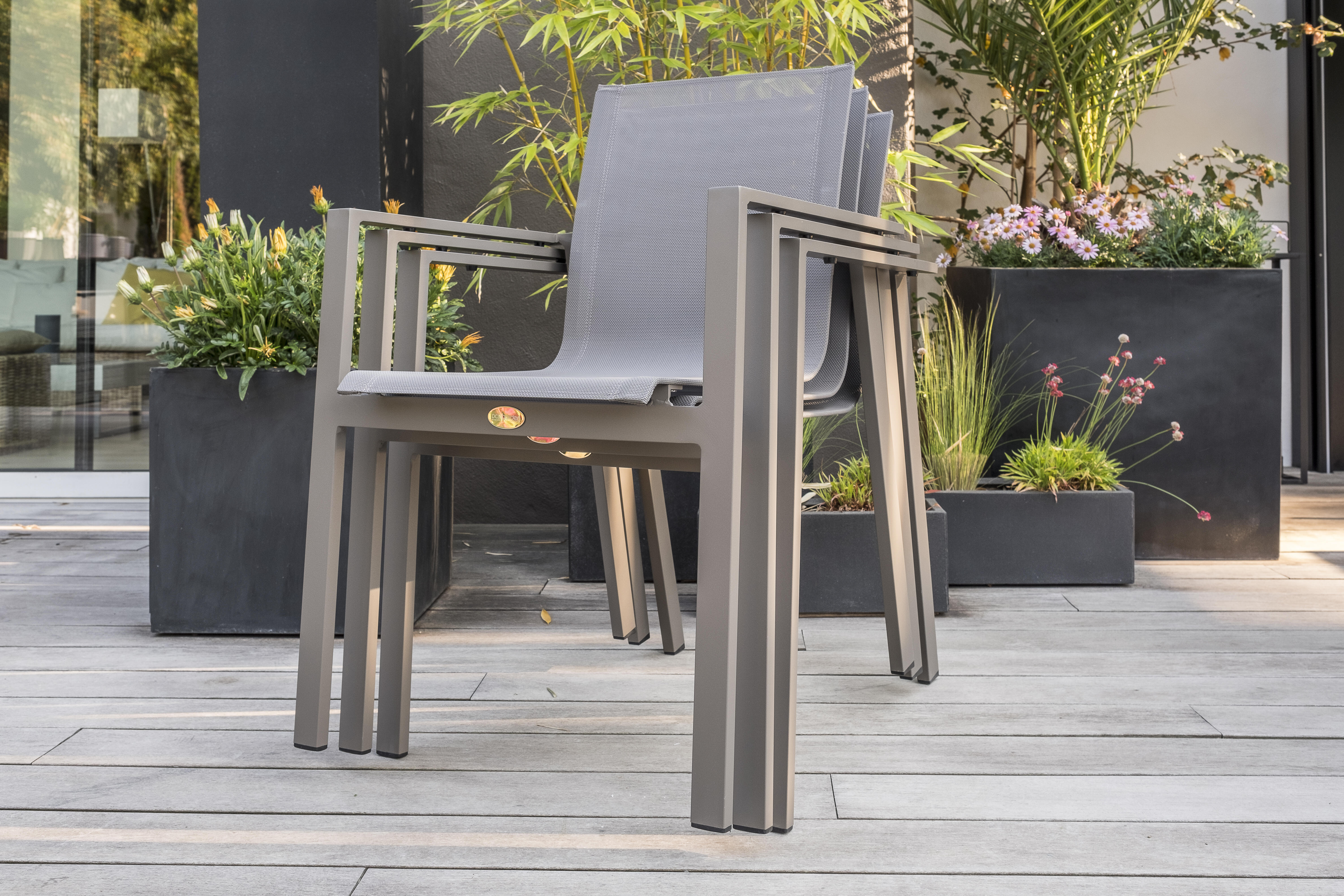 Fauteuil de jardin en aluminium Miami taupe - DCB GARDEN - 5