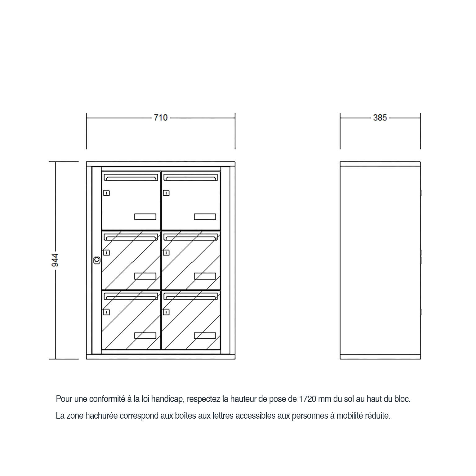 Boîte aux lettres collective intérieur LEABOX.COM 2x3 acier anthracite brillant - 7